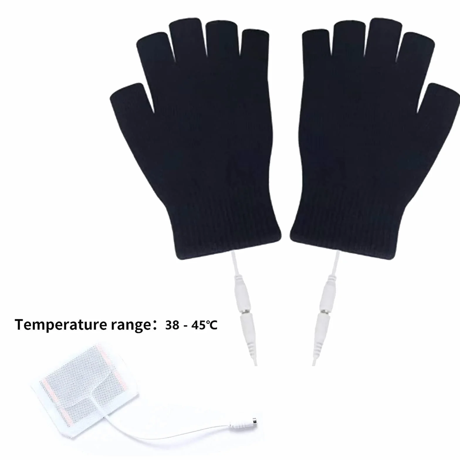 Ogrzewane rękawice USB, ogrzewane rękawiczki przez USB, nadają się do prania, unisex, do jazdy na rowerze, jazdy na nartach, wędrówek, czarne (A)