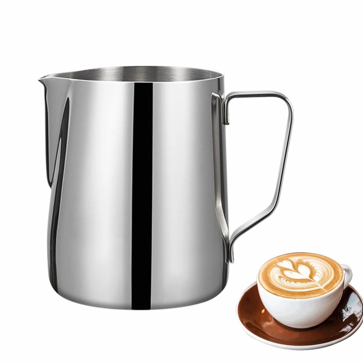 ERBO Dzbanek na mleko 600 ml, stal nierdzewna 304, do spieniania mleka, espresso, cappuccino