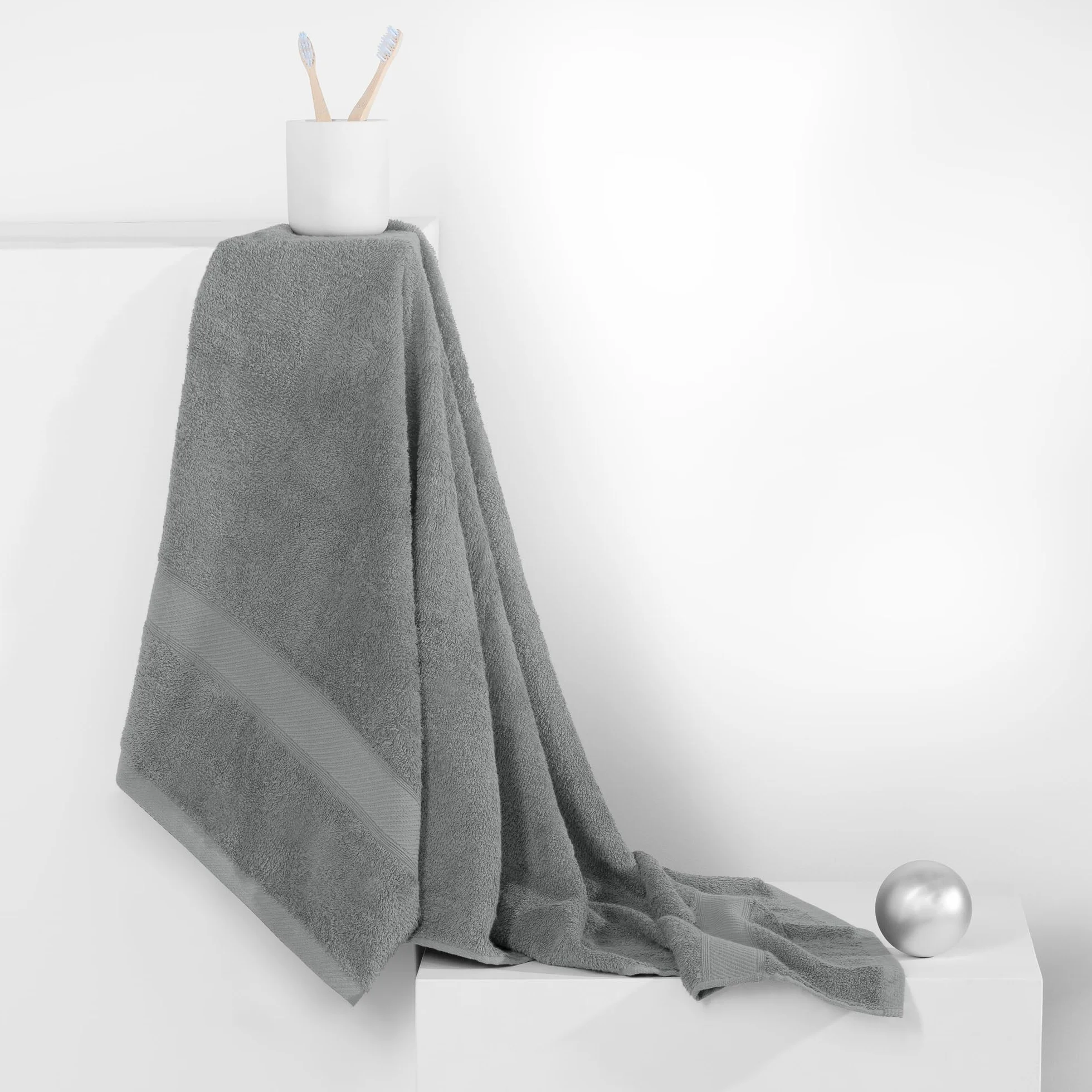 DecoKing Zestaw 6 ręczników bawełna bambus wiskoza 50x100 cm 70x140 cm antybakteryjne chłonne Srebrny Szary