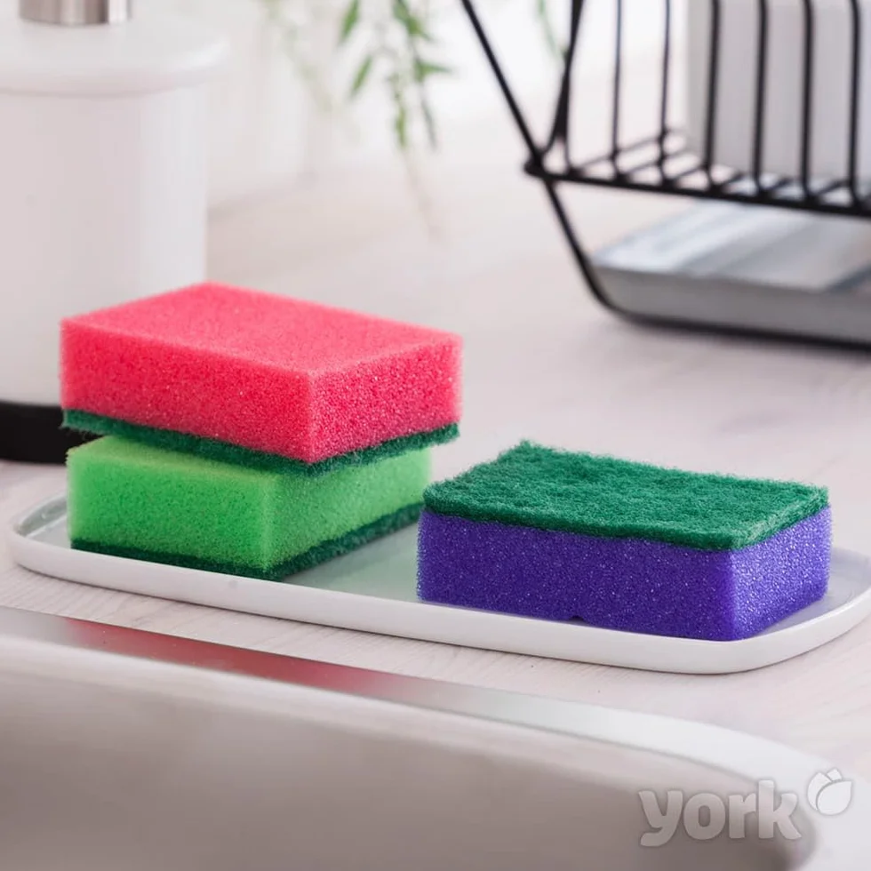 York Gąbka do czyszczenia, 28 sztuk, gąbki kuchenne, gąbka do mycia naczyń, dwustronna gąbka do czyszczenia, gąbka do garnków, wielokolorowa