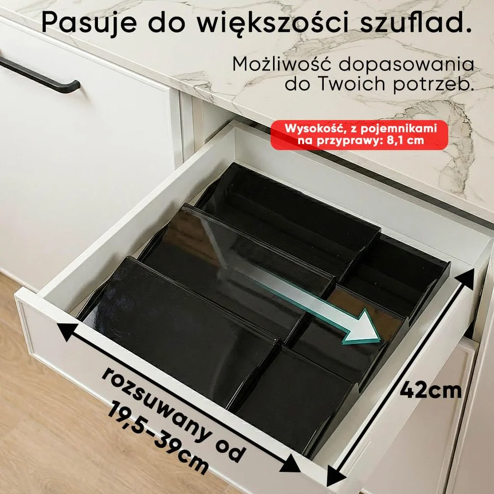 Deco Haus Organizer do Przechowywania Przypraw w Szufladzie 3 Poziomy Zestaw 24 Słoików 280 Etykiet
