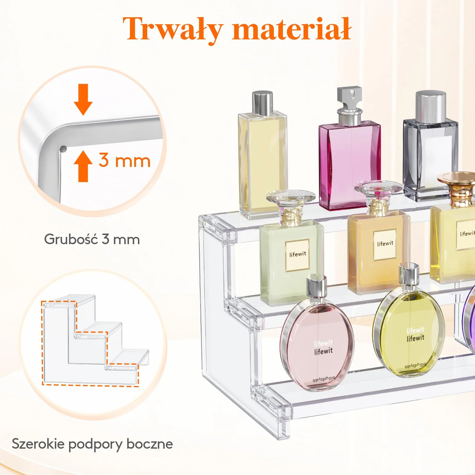 Lifewit 3 Tier Clear Display Risers Stand 22,8 cm Plastikowe Organizatory do Figurek Cupcake Perfumy Stojak Wyświetlania
