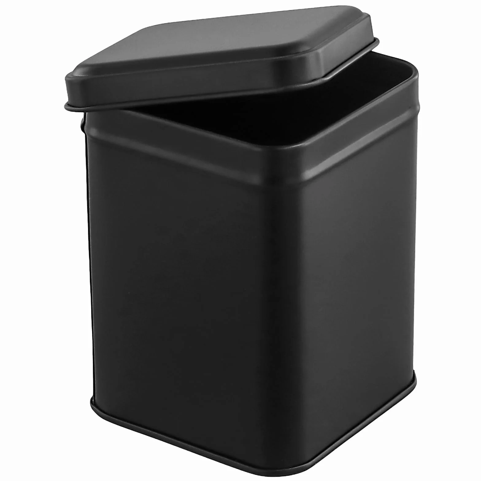 Prostokątne puszki na herbatę 7x7x10 cm metalowe czarne z pokrywką