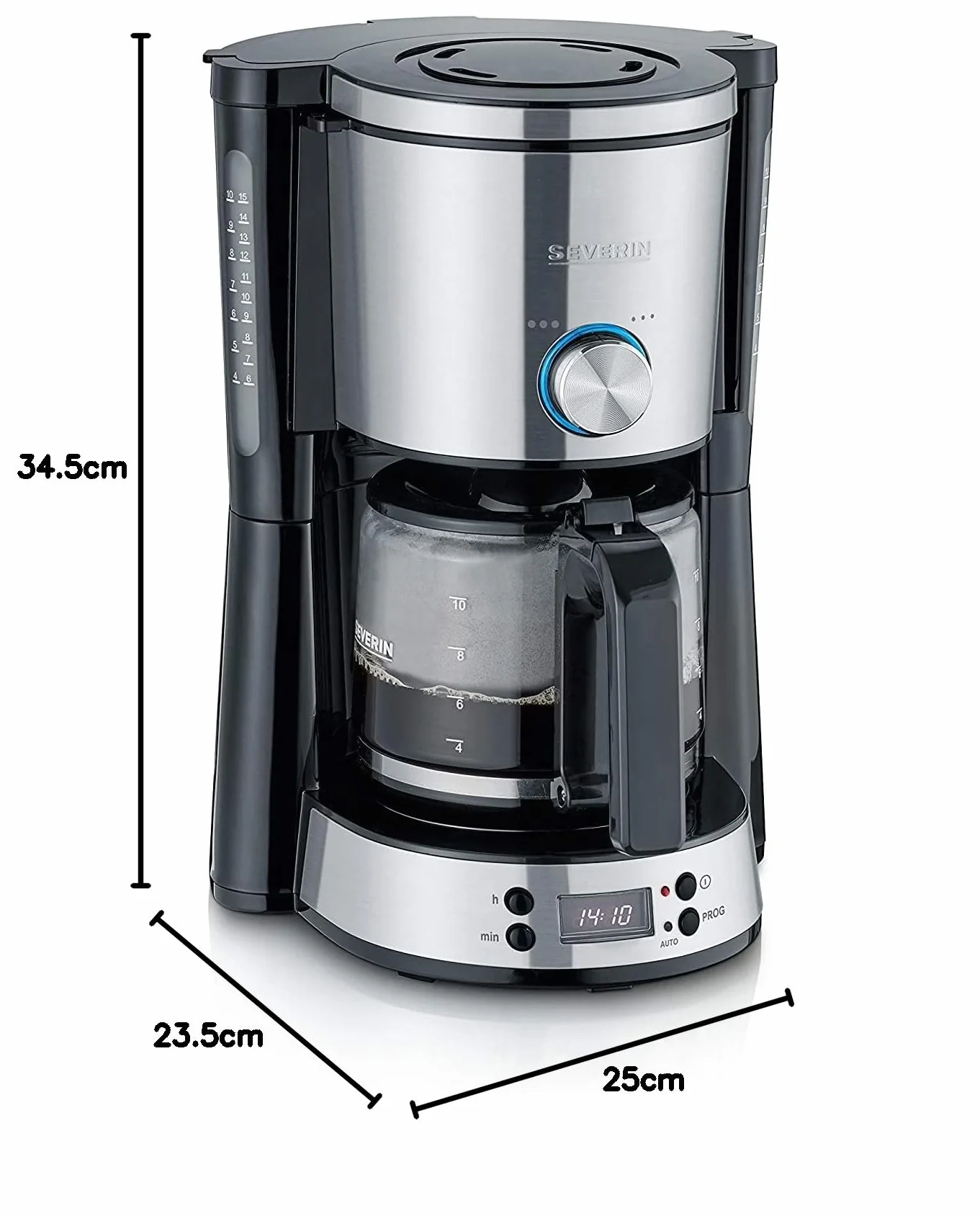 Severin Programowalny ekspres do kawy 1000 W 10 filiżanek AromaSwitch czarny stal nierdzewna KA 4826