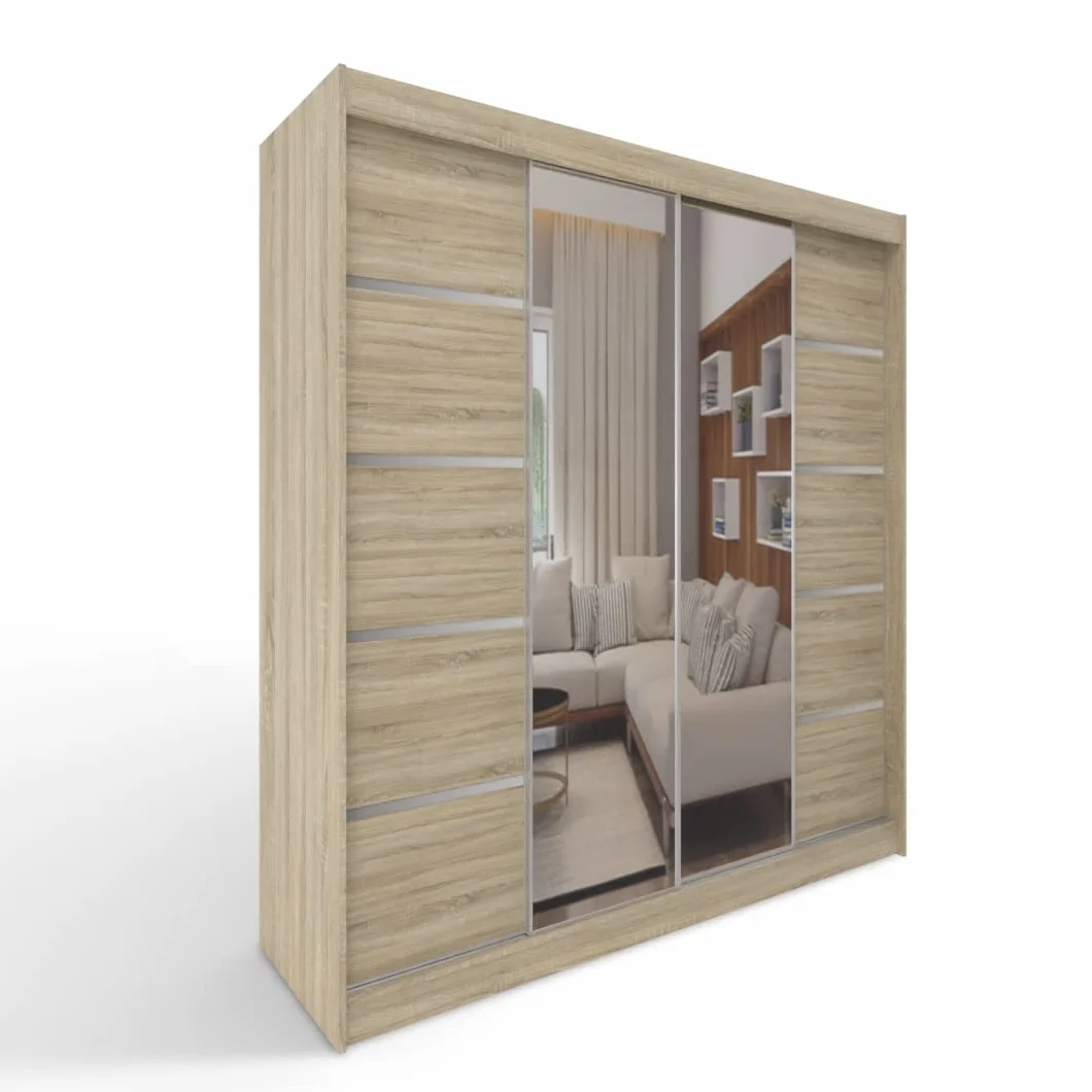 ML Furniture C5 szafa na ubrania z drzwiami przesuwnymi 150x200x58 cm lustra czarny