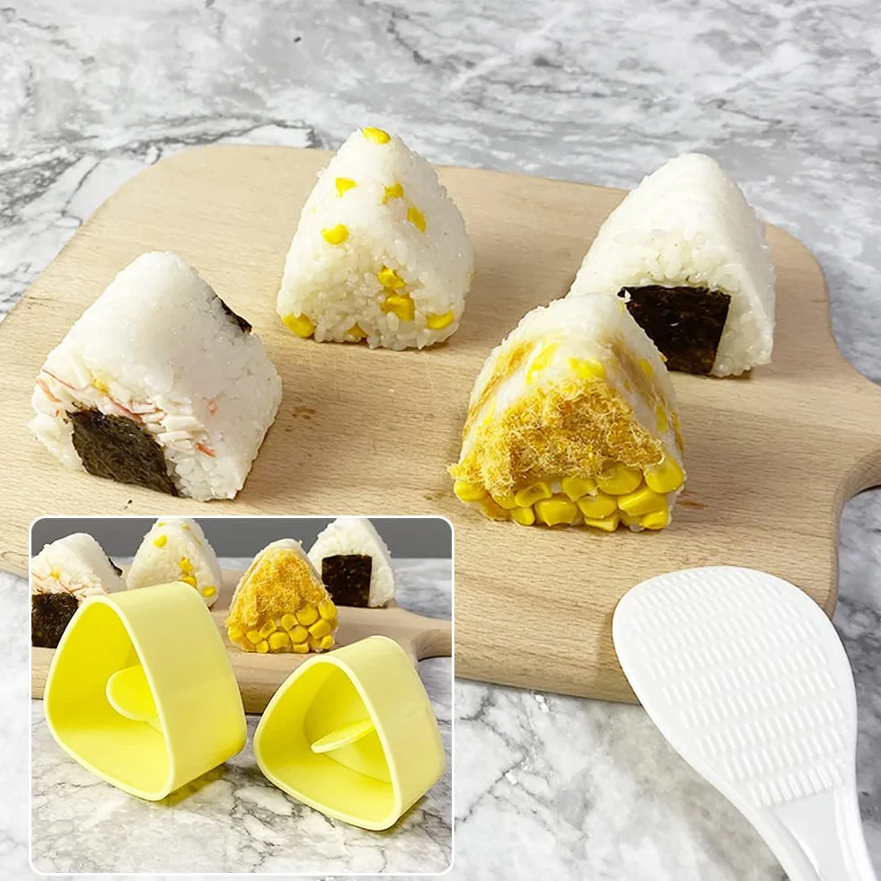 Uposao Trójkątny zestaw do robienia sushi sushi z łyżką do ryżu foremka do Onigiri DIY Sushi Onigiri Maker Bento Rice Ball Prasy Forma