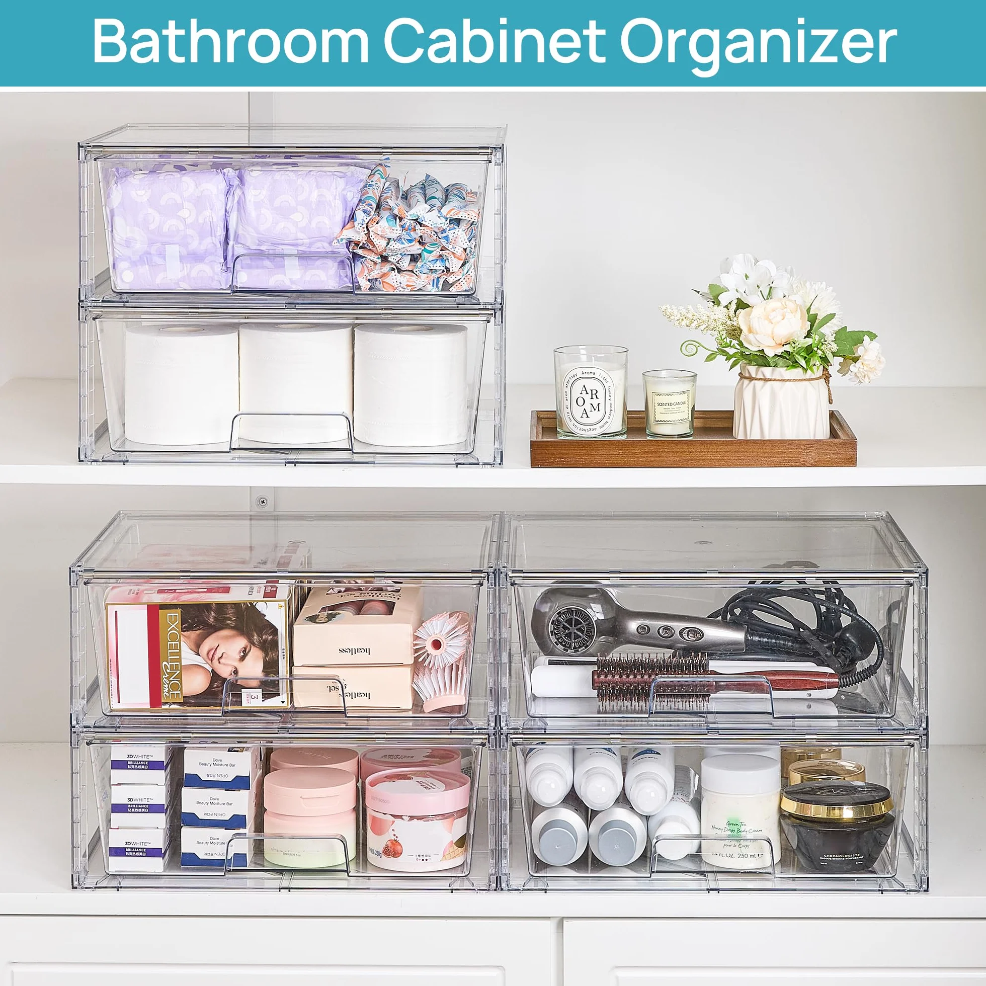 Vtopmart Zestaw 2 szuflad przezroczysty akrylowy organizer do przechowywania pod zlewem