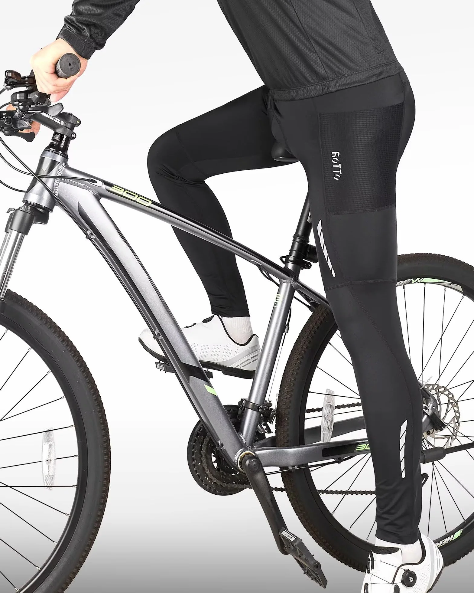 ROTTO Męskie rajstopy rowerowe wyściełane spodnie rowerowe legginsy do jazdy na rowerze z wieloma kieszeniami