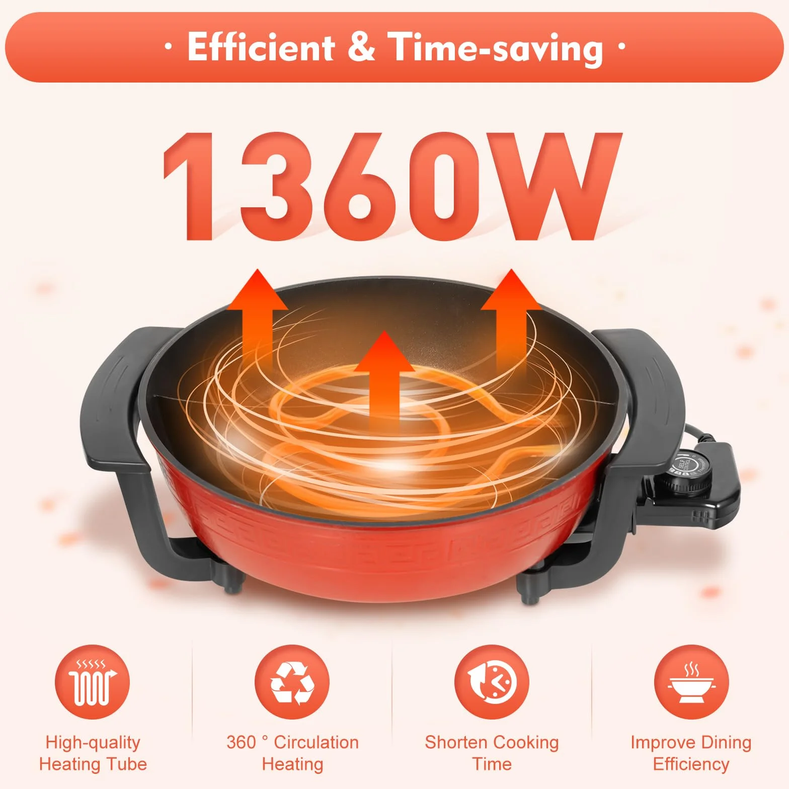 1360 W Hot Pot, elektryczny garnek nieprzywierający z 2 komorami, patelnia typu wok Yin Yang