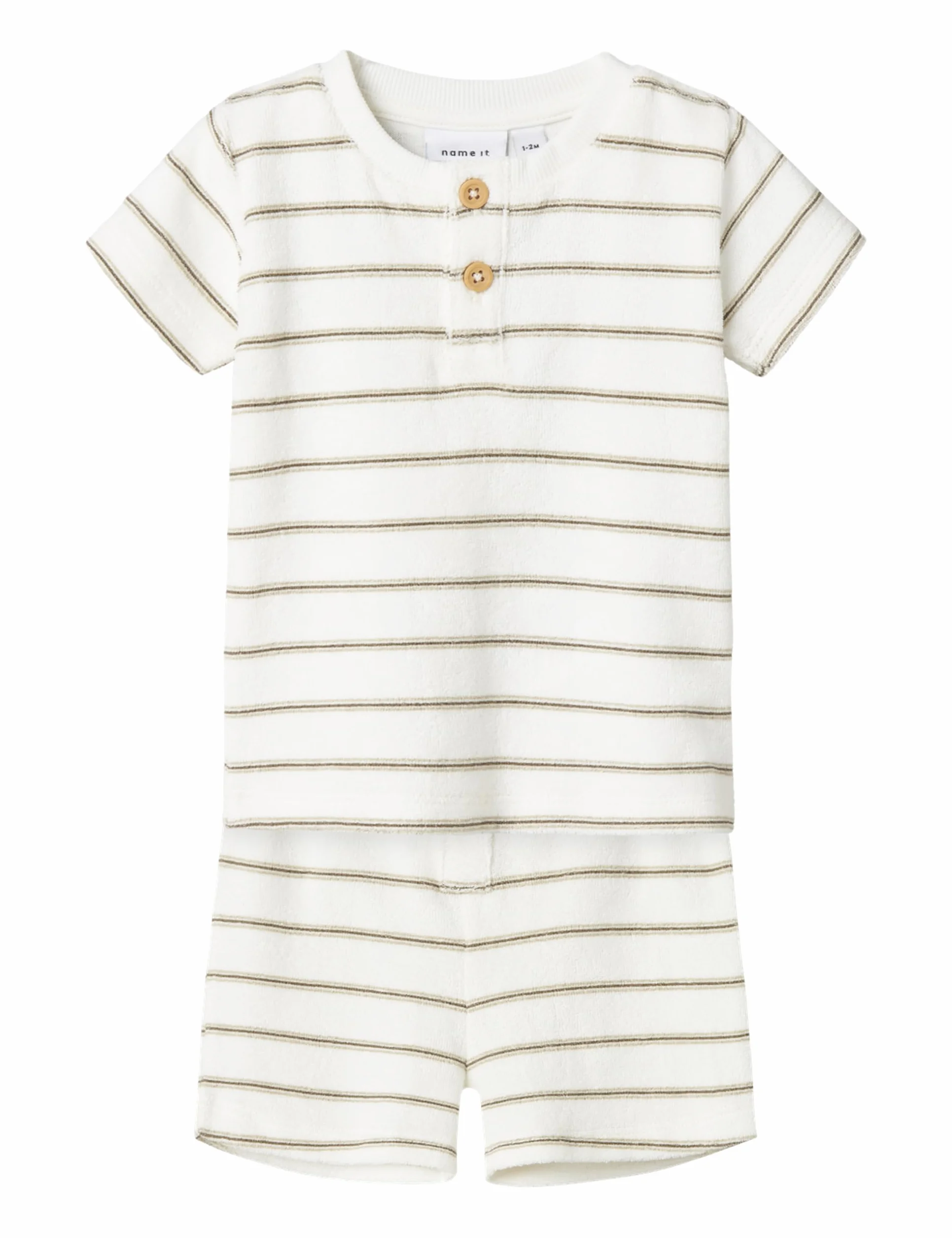 NAME IT Unisex Nbnoterry Ss Top Set, Cloud Dancer, 74