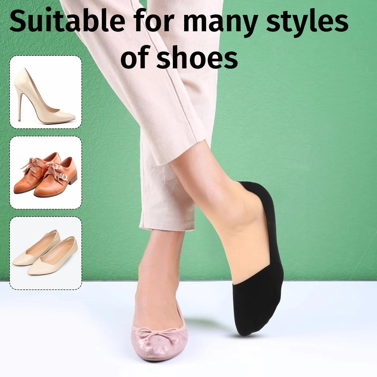 Molain 6 par skarpet damskich, bawełniane, baleriny, skarpety do sneakersów, niewidoczne skarpety do sneakersów, antypoślizgowe