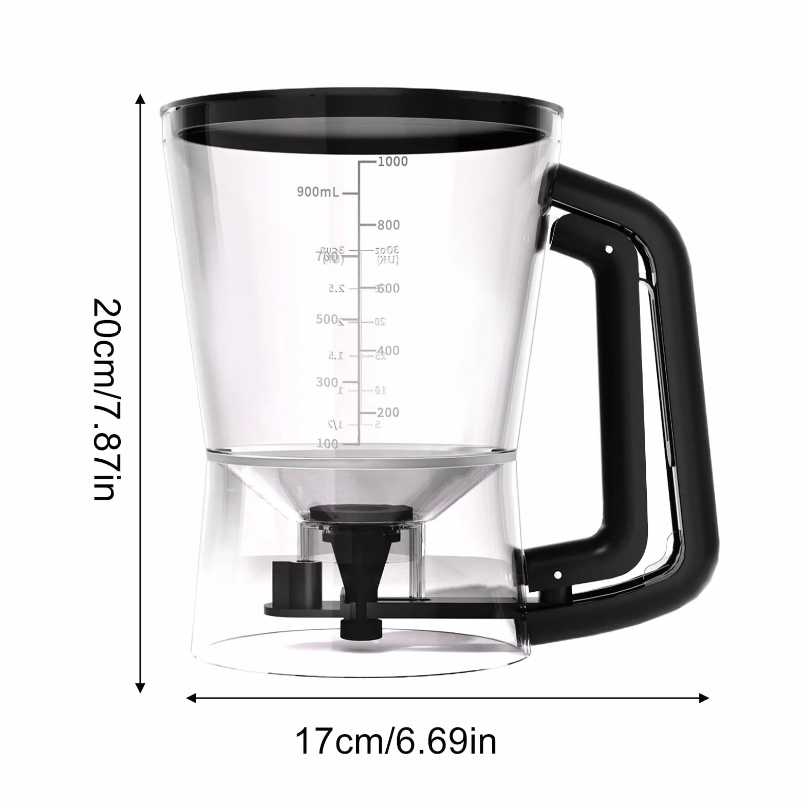 Pancake Batter Dispenser 1l Funnel Shape Handheld Shaker Cupcake Sauce Syrup Oil Condiment Cream Dressing Salad Butter Dispenser