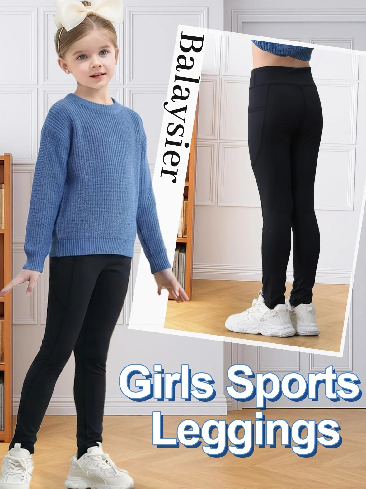 Sportowe legginsy dla dziewcząt, długie, z kieszenią, spodnie do jogi, długie, elastyczne, z wysokim stanem, spodnie sportowe dla dzieci, do gimnastyki, jogi, na co dzień