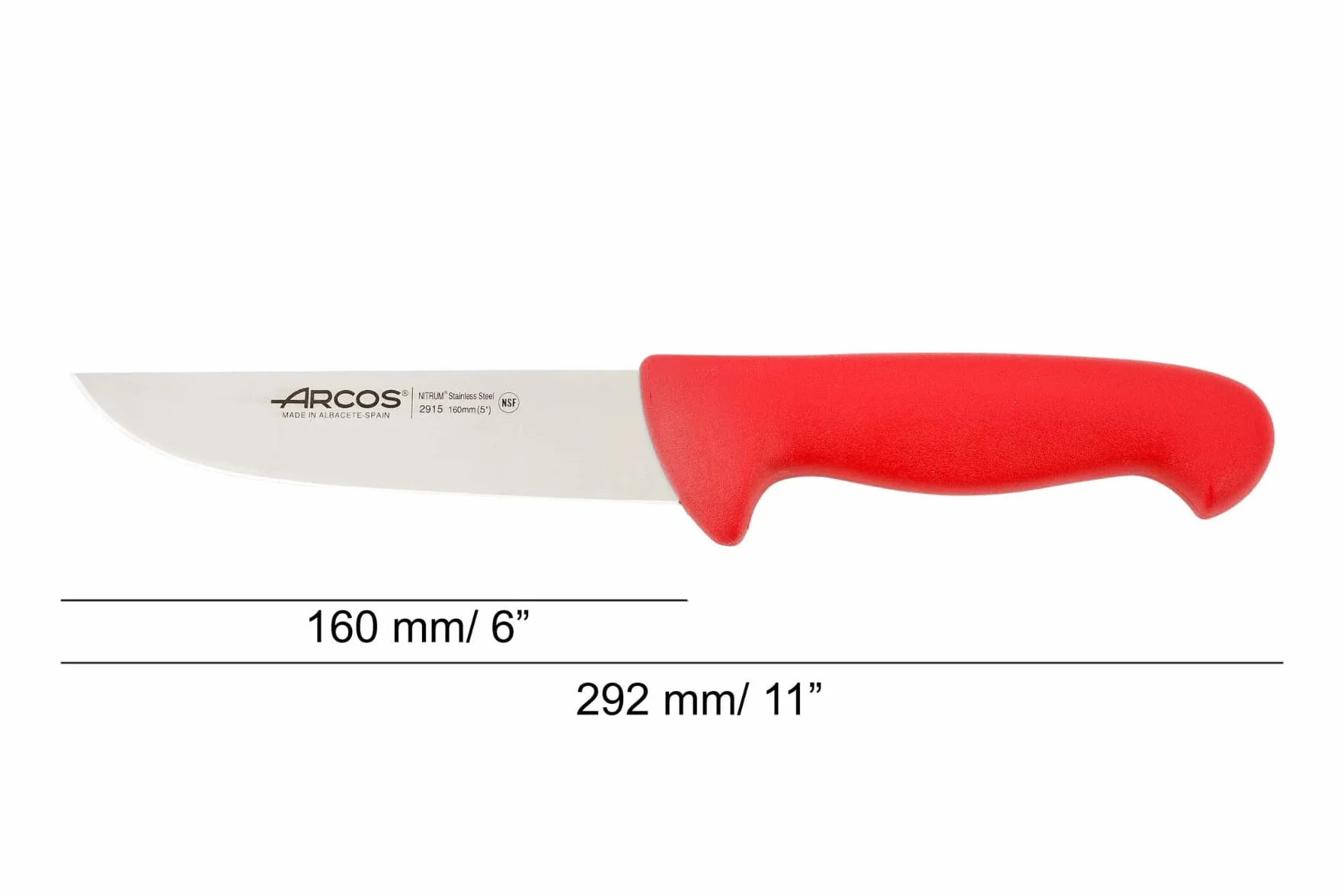 Arcos 291522 seria 2900-rzeźnik stek nóż - ostrze nitrm 160 mm (6,30 cala) - uchwyt polipropylenowy czerwony kolor, 18/8 stal nierdzewna