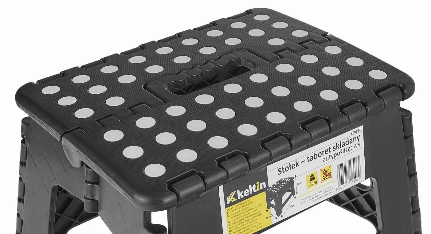 STOŁEK DRABINA STOPIEŃ KRZESŁO TABORET SKŁADANY ANTYPOŚLIZGOWY 22CM 150KG