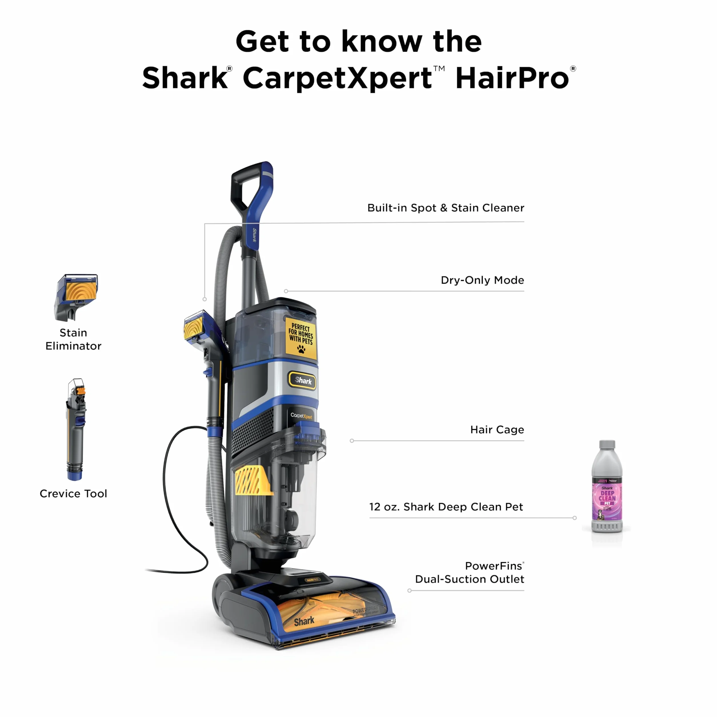 Shark CarpetXpert HairPro EX251BRN zestaw do czyszczenia dywanów i tapicerki, głębokie czyszczenie, usuwanie plam