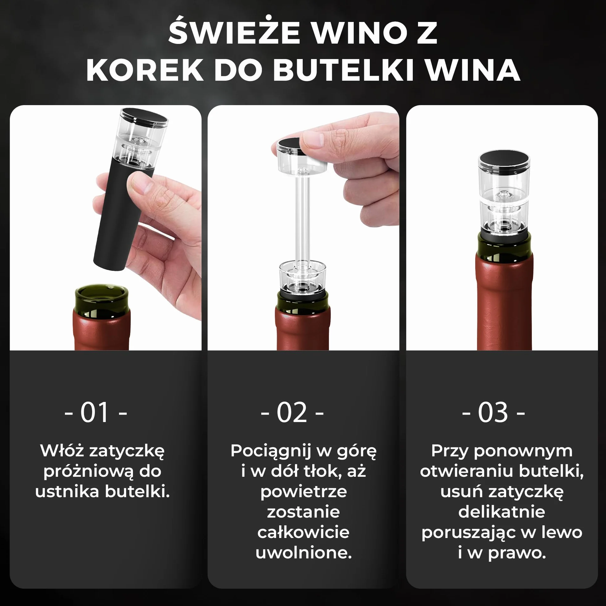Karafka Z Napowietrzaczem - Niekapiący Nalewak Do Wina, Przez Kieliszek | Do Wina Czerwonego, Do Butelek - Prezent Kobieta Mężczyzna Urodziny Somellier Białe Różowe Słodkie Wytrawne Niekapiąca