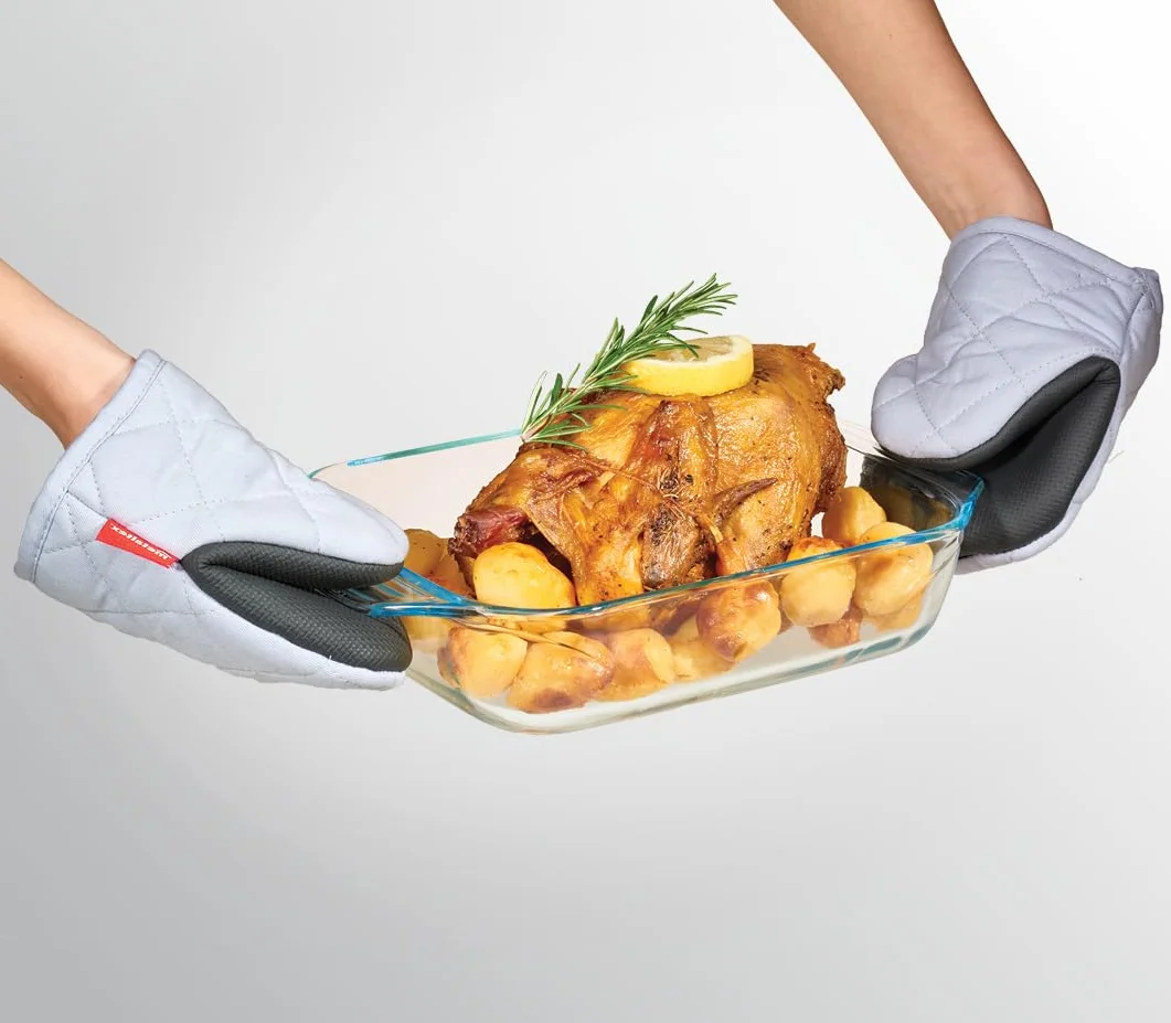 Metaltex Rękawice kuchenne z antypoślizgowym uchwytem, szare, zestaw 2,14 cm