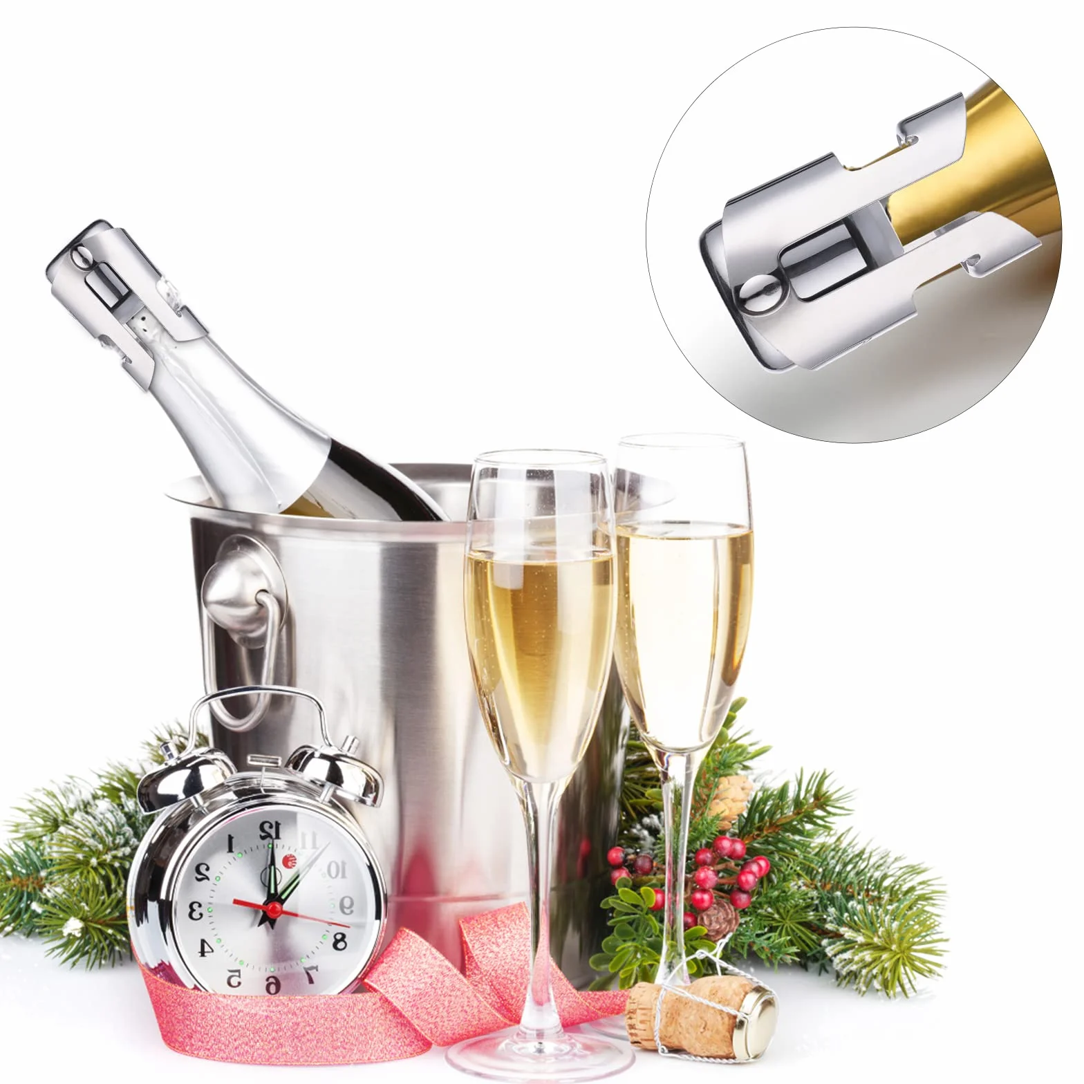 Abeillo korki do szampana ze stali nierdzewnej, próżniowy korek do wina Prosecco, szczelny korek do butelek wina musującego