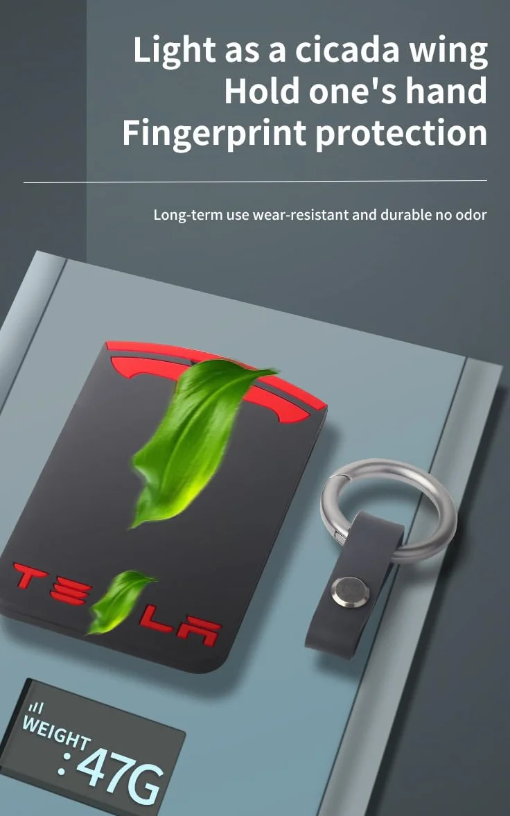 FTRONGRT Etui na karty kompatybilne z Tesla Model 3/Y - Silikonowe etui ochronne odporne na zużycie, kurz i upadki - Czarny