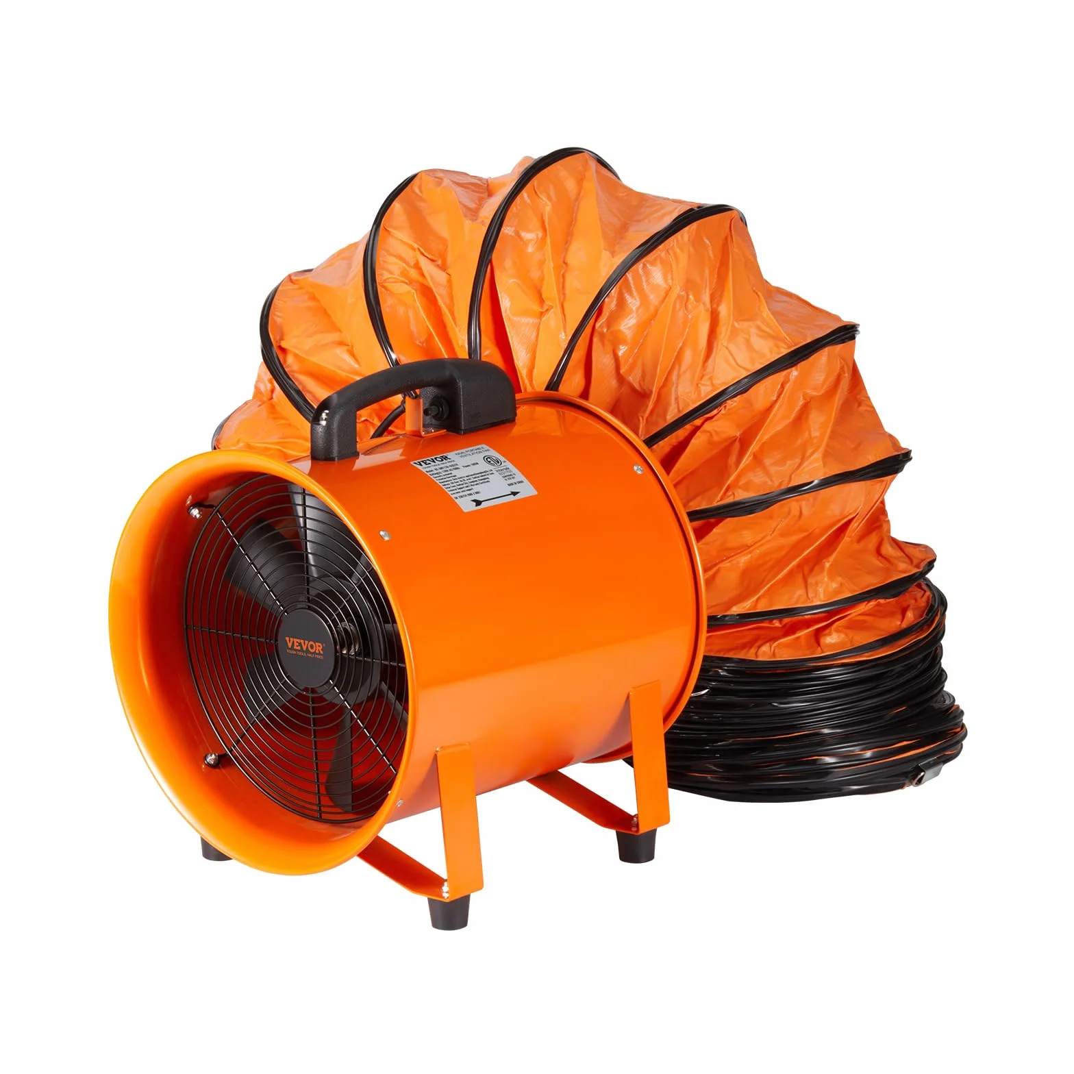 EVOR wentylator budowlany 195 W AC 2900 obr./min, 504 l/s (1070 CFM), wentylator osiowy z wężem 5 m, dmuchawa osiowa, poziom hałasu 79 dB
