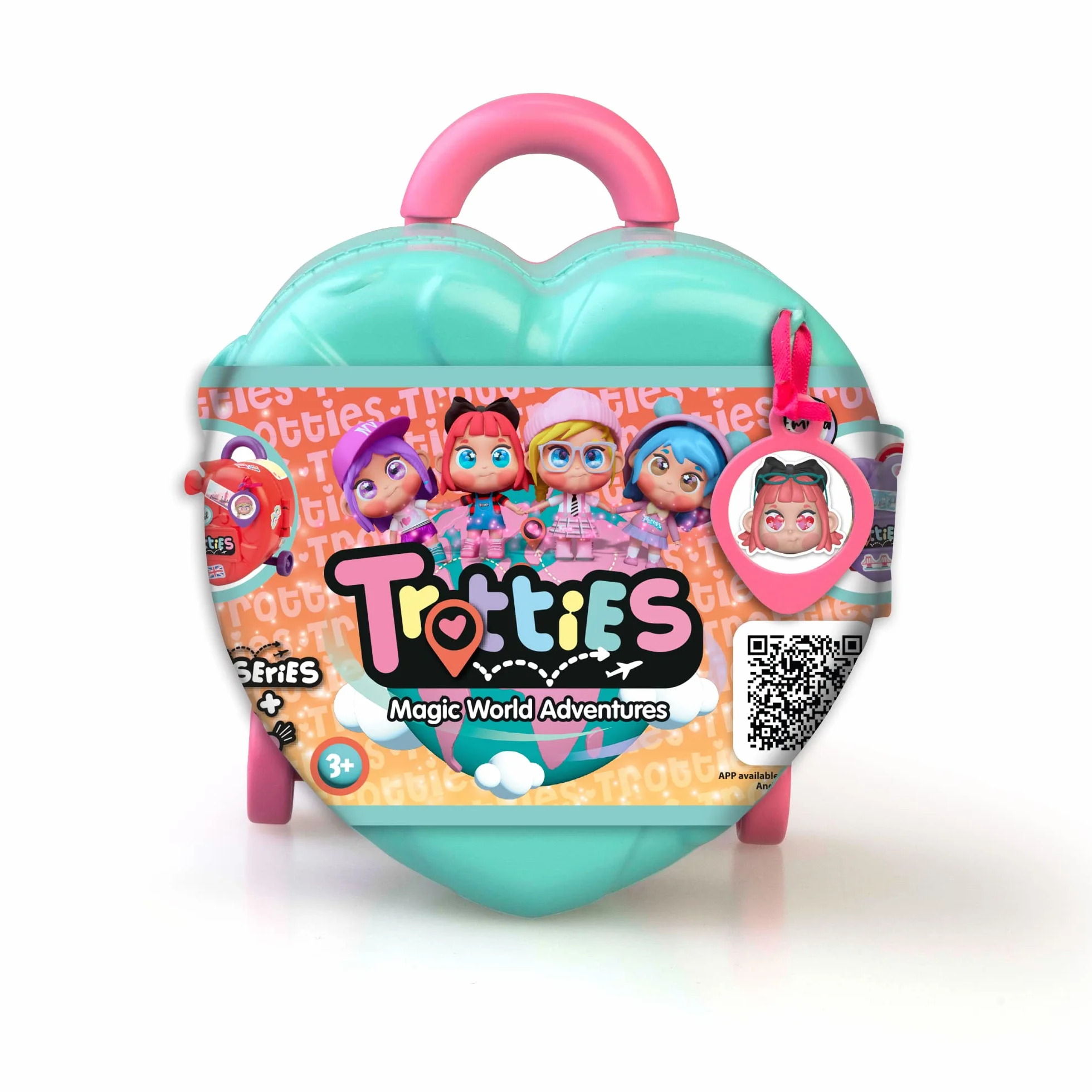 Trotties - Wózek Mini Trottie Sophie, mała teczka z 1 lalką, ubraniem i akcesoriami, 2 scenariuszami tła i naklejkami, przechowywanie i przenoszenie wszędzie, 4 modele, +3 lata, sławna (TFT05100)
