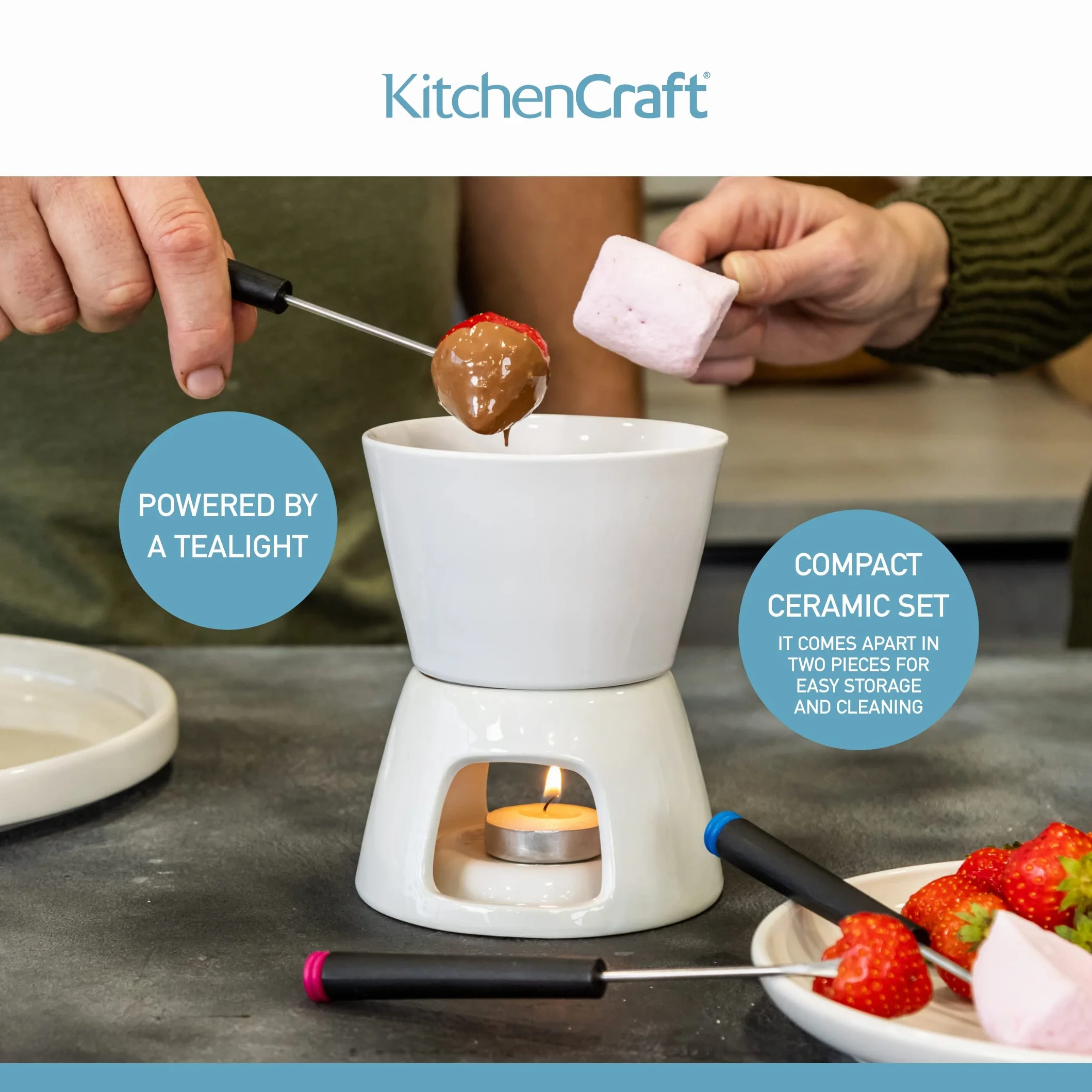 KitchenCraft Zestaw do Fondue Czekoladowy Pudełko Upominkowe Biały