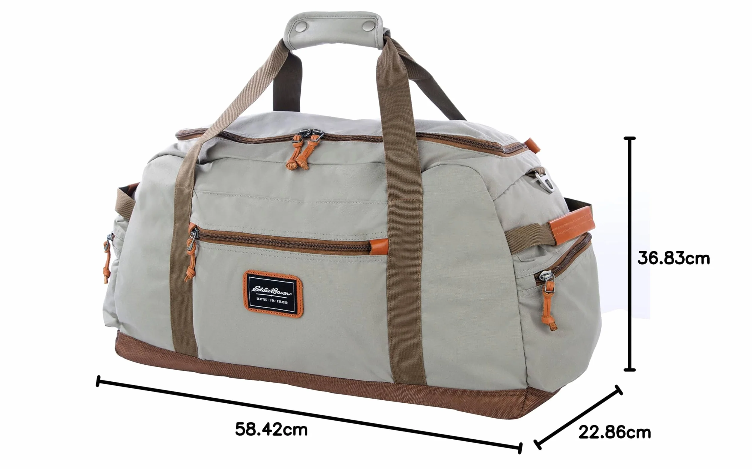 Eddie Bauer Bygone Duffel Weekend Travel | Lightweight | Rugged Polyester/Nylon | U-Shaped Main Compartment, Heather Grey, 45L