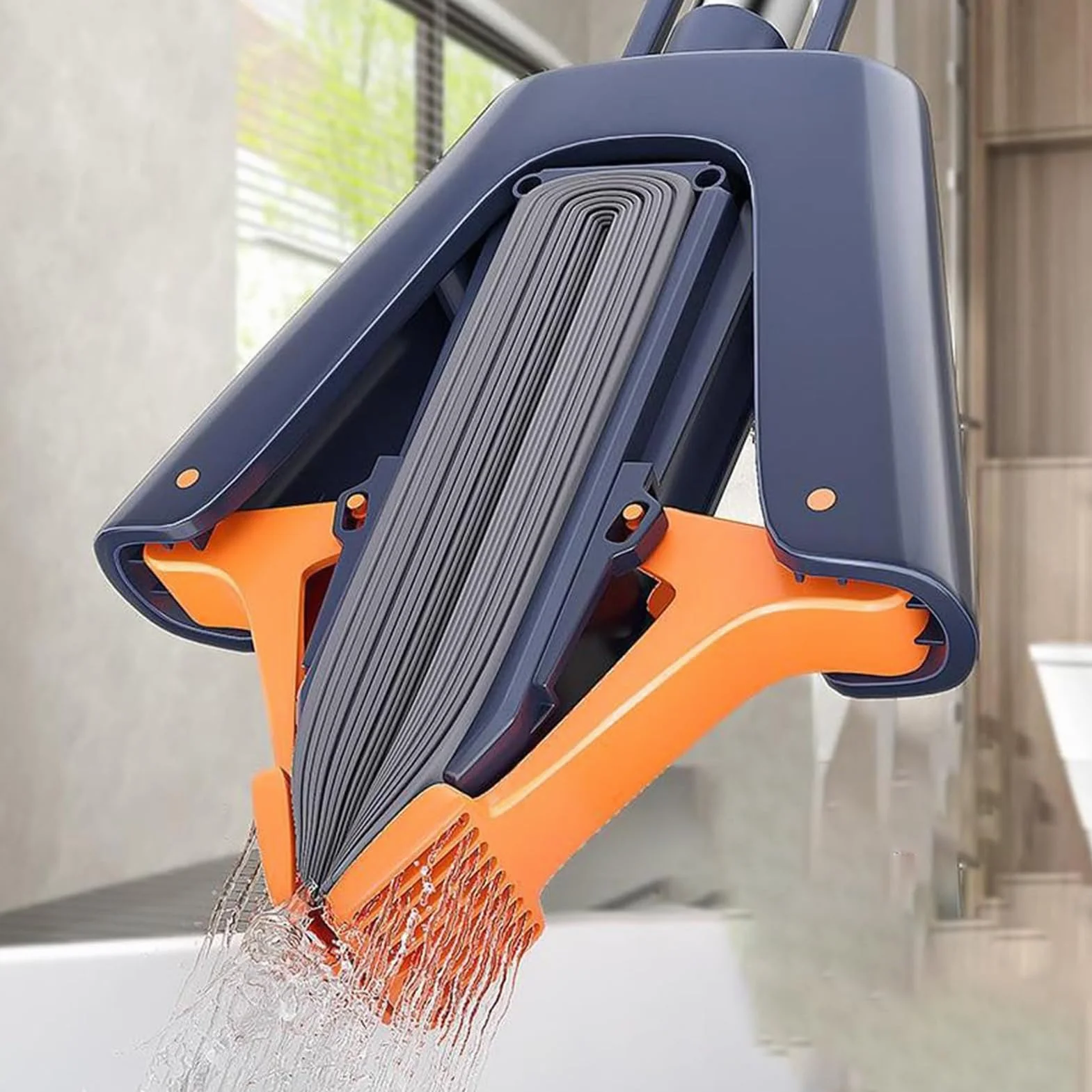 Mop z gąbką ze stali nierdzewnej 110 cm samonażysty z 2 gąbkami