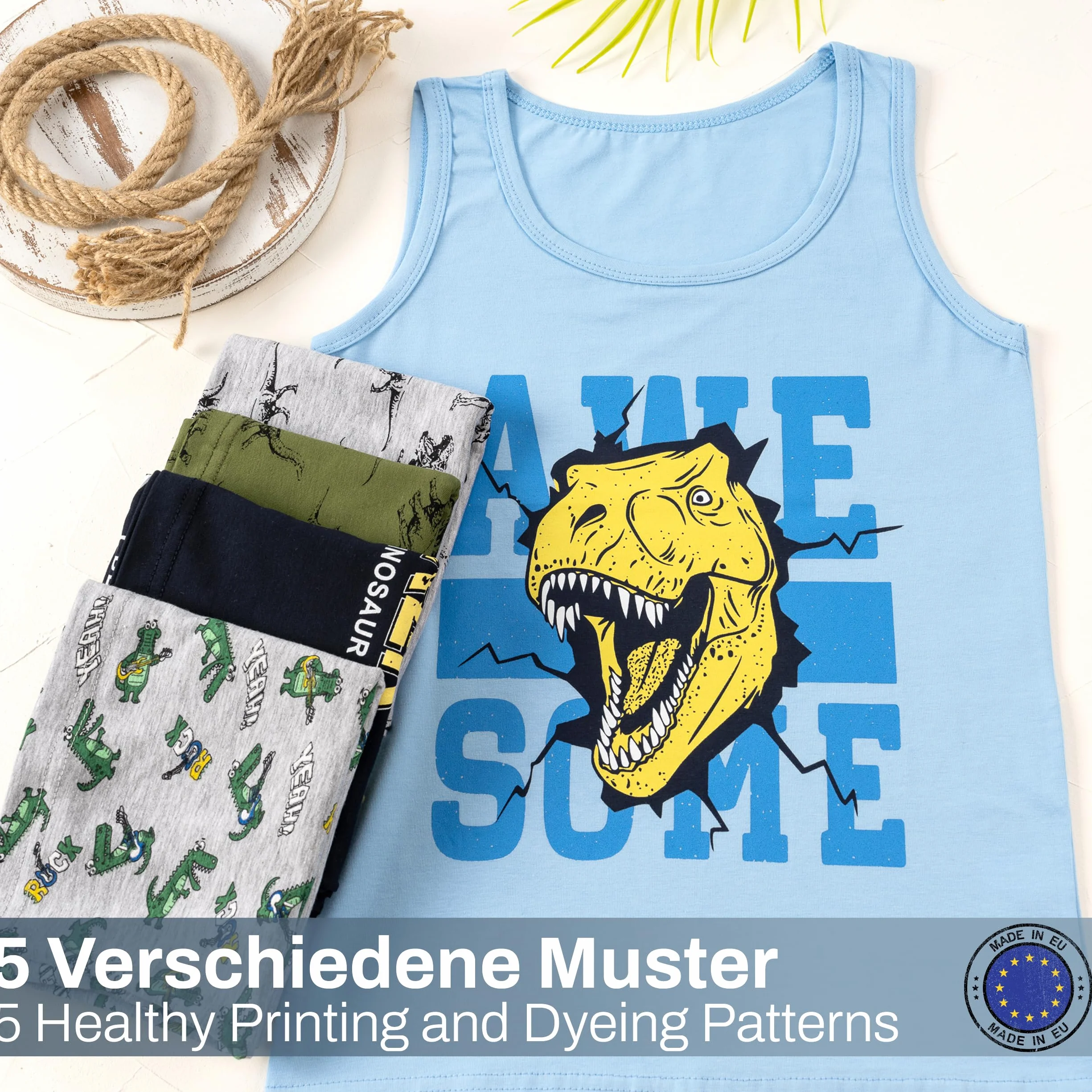 LOREZA ® 5-pak podkoszulek chłopięcych z bawełny tank top bielizna chłopięca