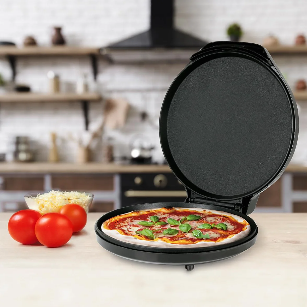 JOCCA - Elektryczny piec do pizzy 30,5 cm | Elektryczny piec do pizzy | Otwór 90° | Płyty nieprzywierające | Regulacja temperatury