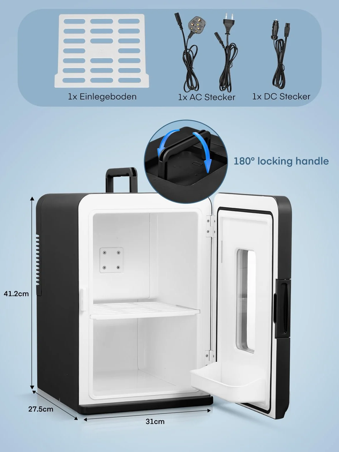 FOHERE Lodówka mini, 15 l / 21 puszek, lodówka mini do domu, 12 V DC/220 V AC, mała lodówka z funkcją utrzymywania temperatury produktów ciepłych/zimnych, napojów, kosmetyków, tryb Max i ECO, Czarny