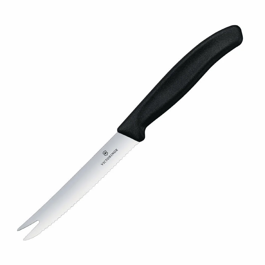 Victorinox Swiss Classic nóż do sera i kiełbasy, ostrze faliste, czarny