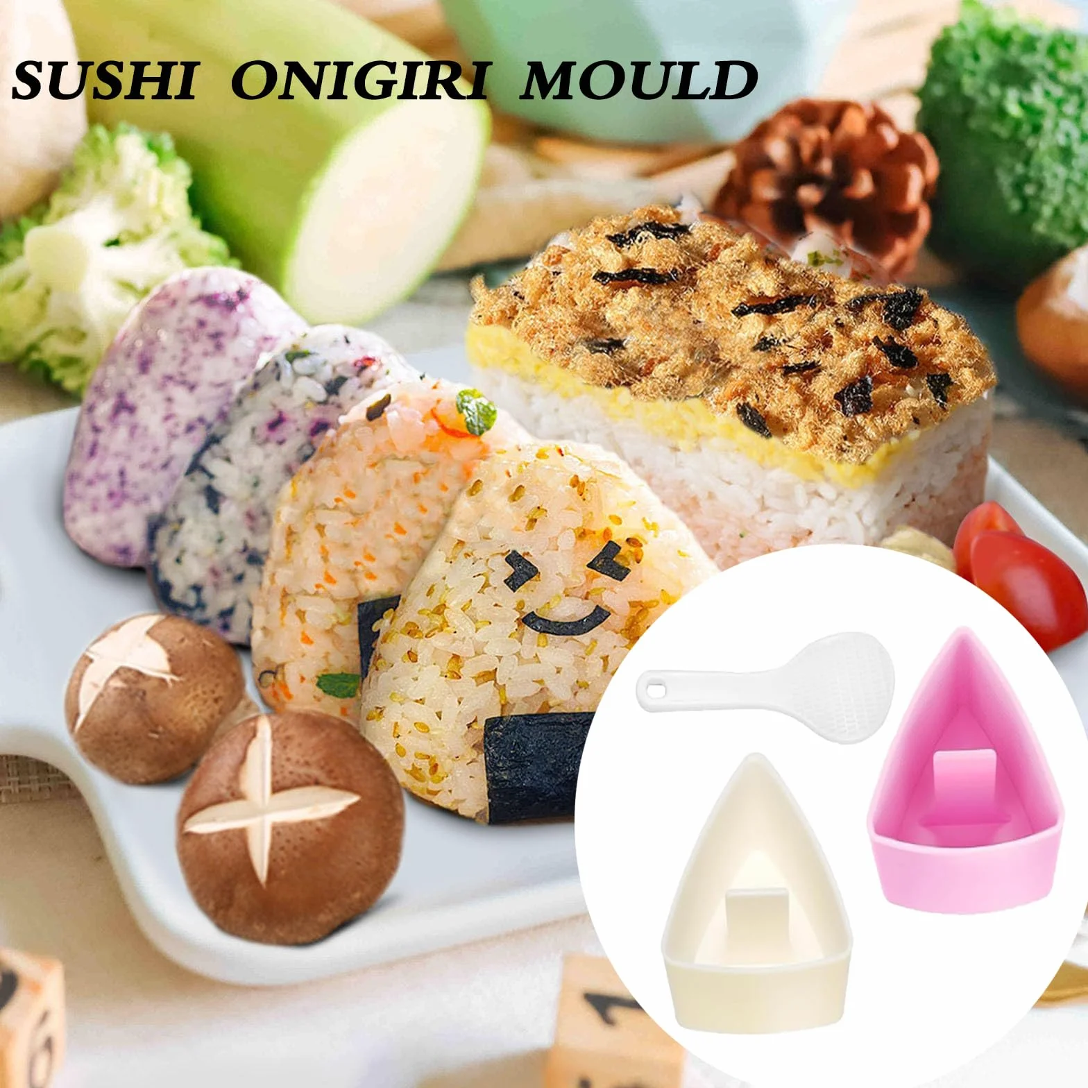3-częściowy zestaw do robienia sushi Onigiri, łatwy do usunięcia