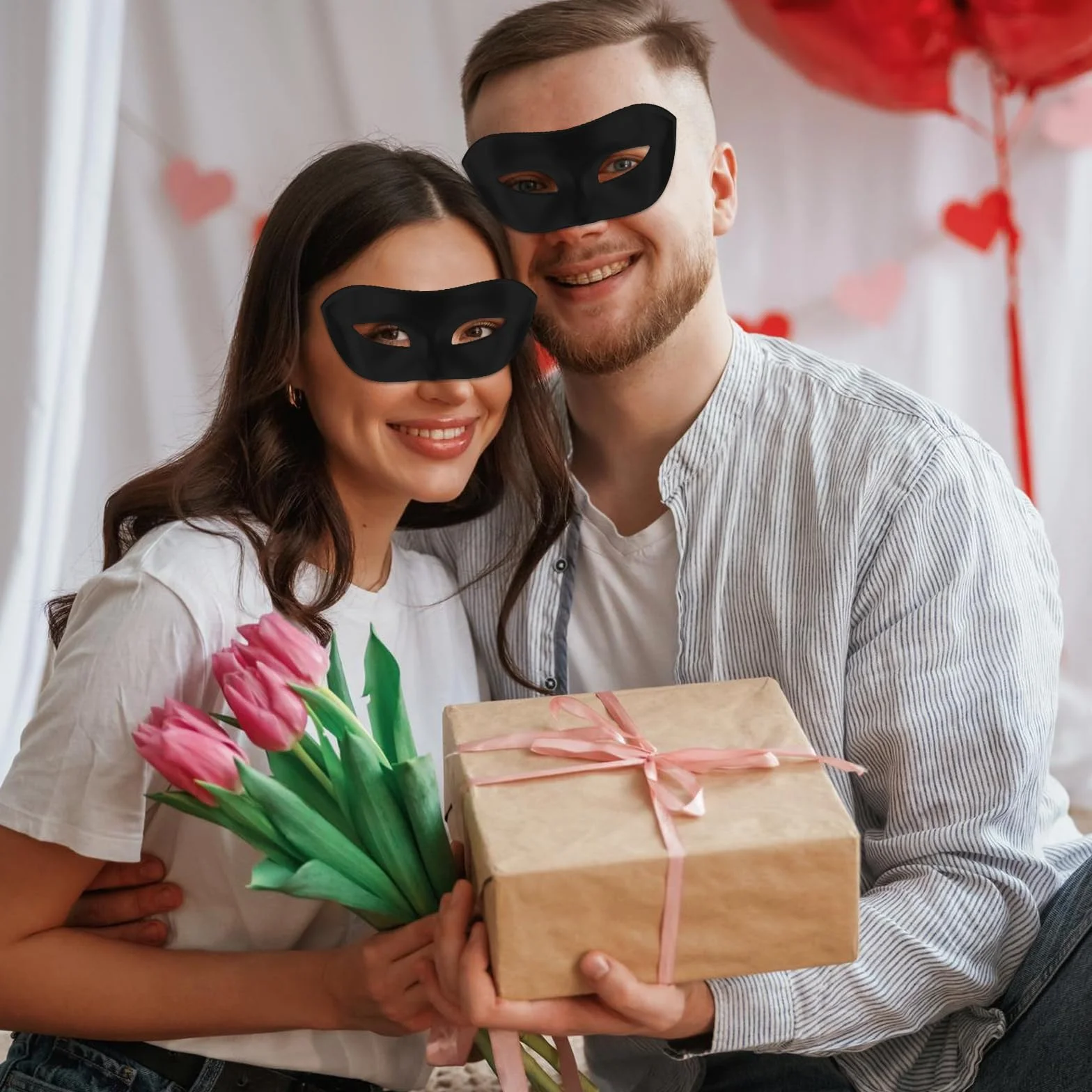 Gjinxi Czarna maska wenecka, maskarada, damska, elegancka męska maska, kostium ze wzorem retro, klasyczny styl , na bal kostiumowy, Halloween, imprezę, bal maskowy