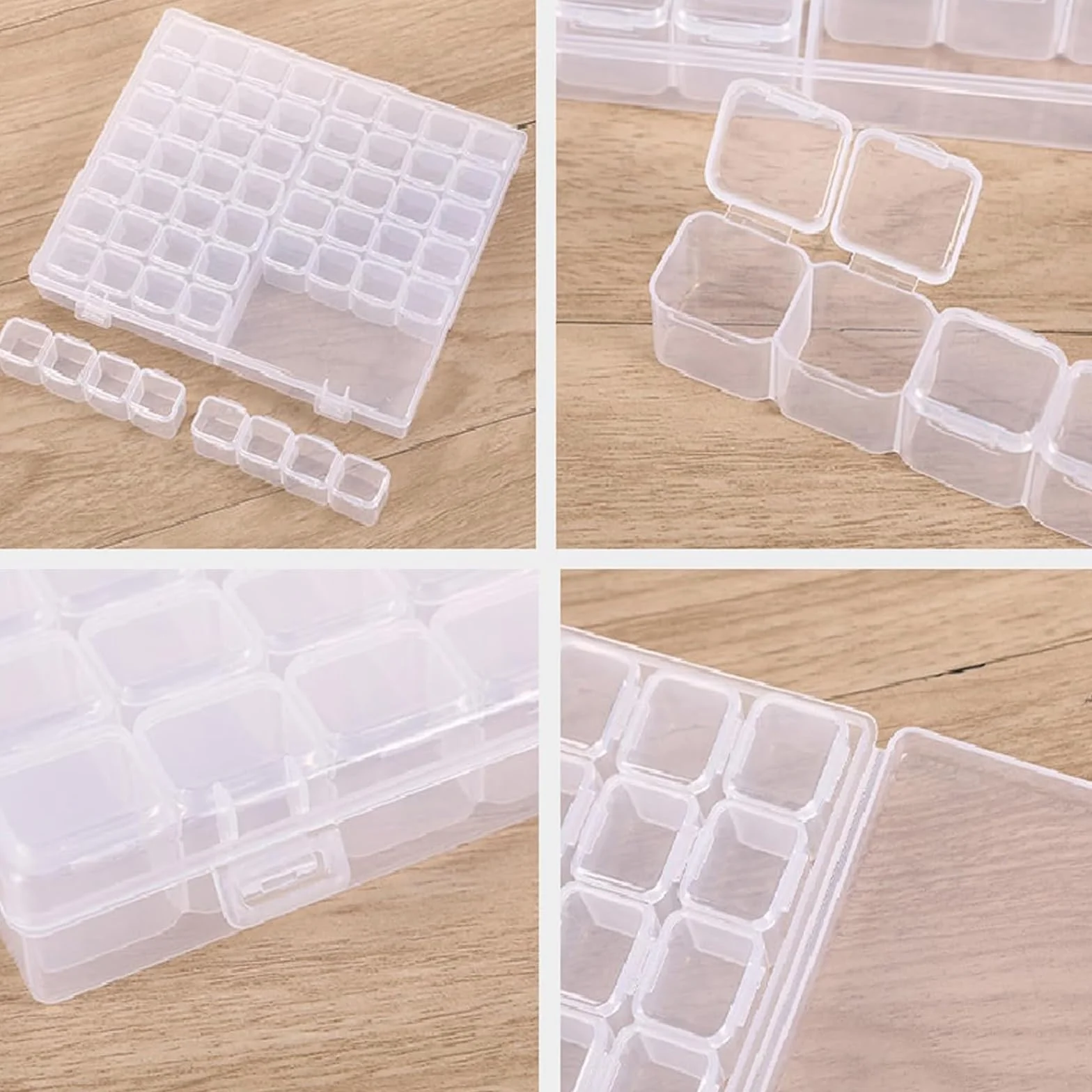 Pudełko z przegródkami, pudełka do przechowywania, plastikowe pudełka do przechowywania, przezroczyste pojemniki, przenośne pudełko na biżuterię, plastikowe mini przezroczyste pojemniki, 56 przegródek