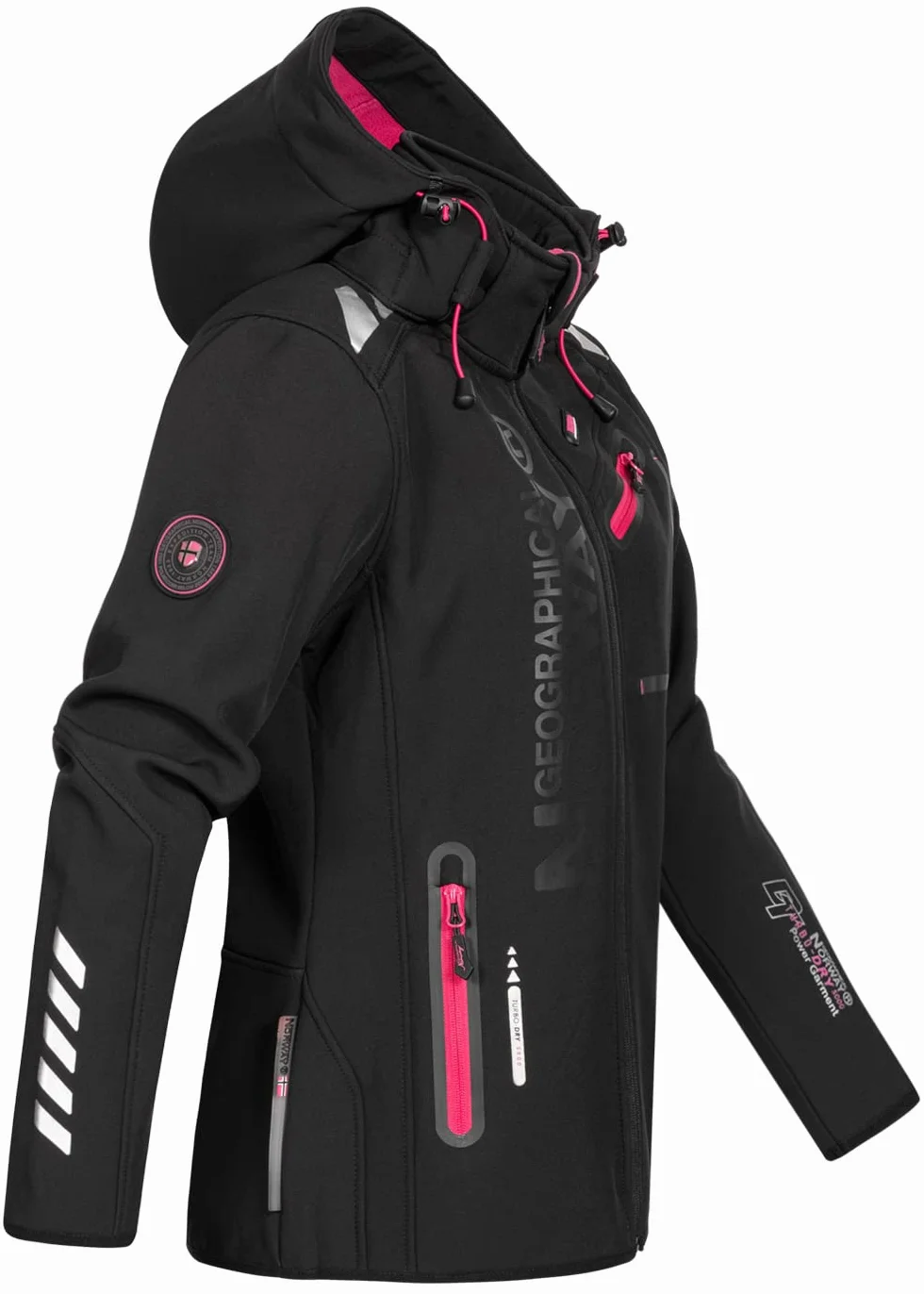 Geographical Norway Królowa Dama, kurtka softshellowa, damska, wodoodporna kurtka z kapturem, wiatroszczelna, kurtka polarowa do jazdy na nartach, na jesień, zimę, wiosnę
