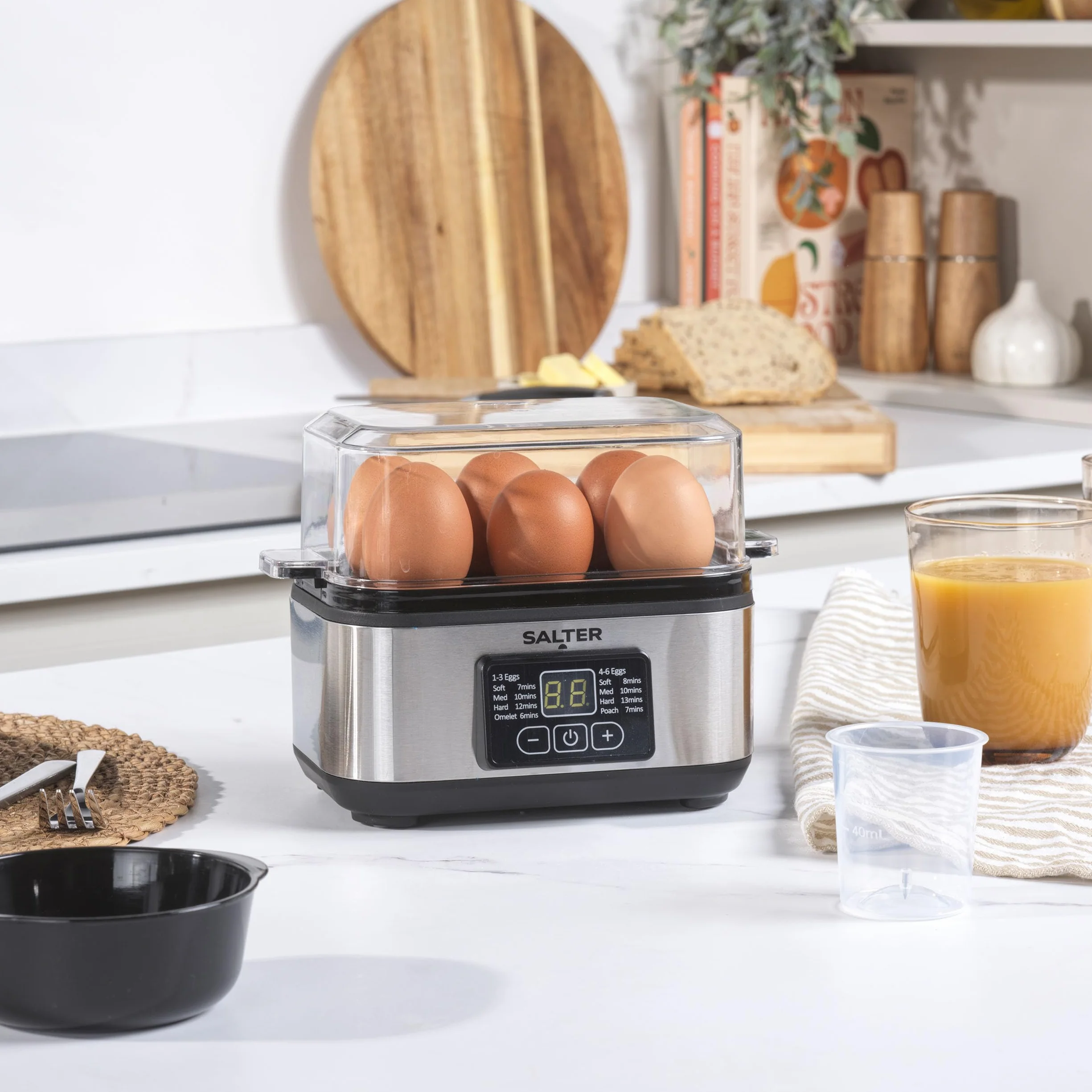 Salter Digital Egg Cooker 3w1 – Electric Omelette Maker, 6 Egg Capacity, LED Display