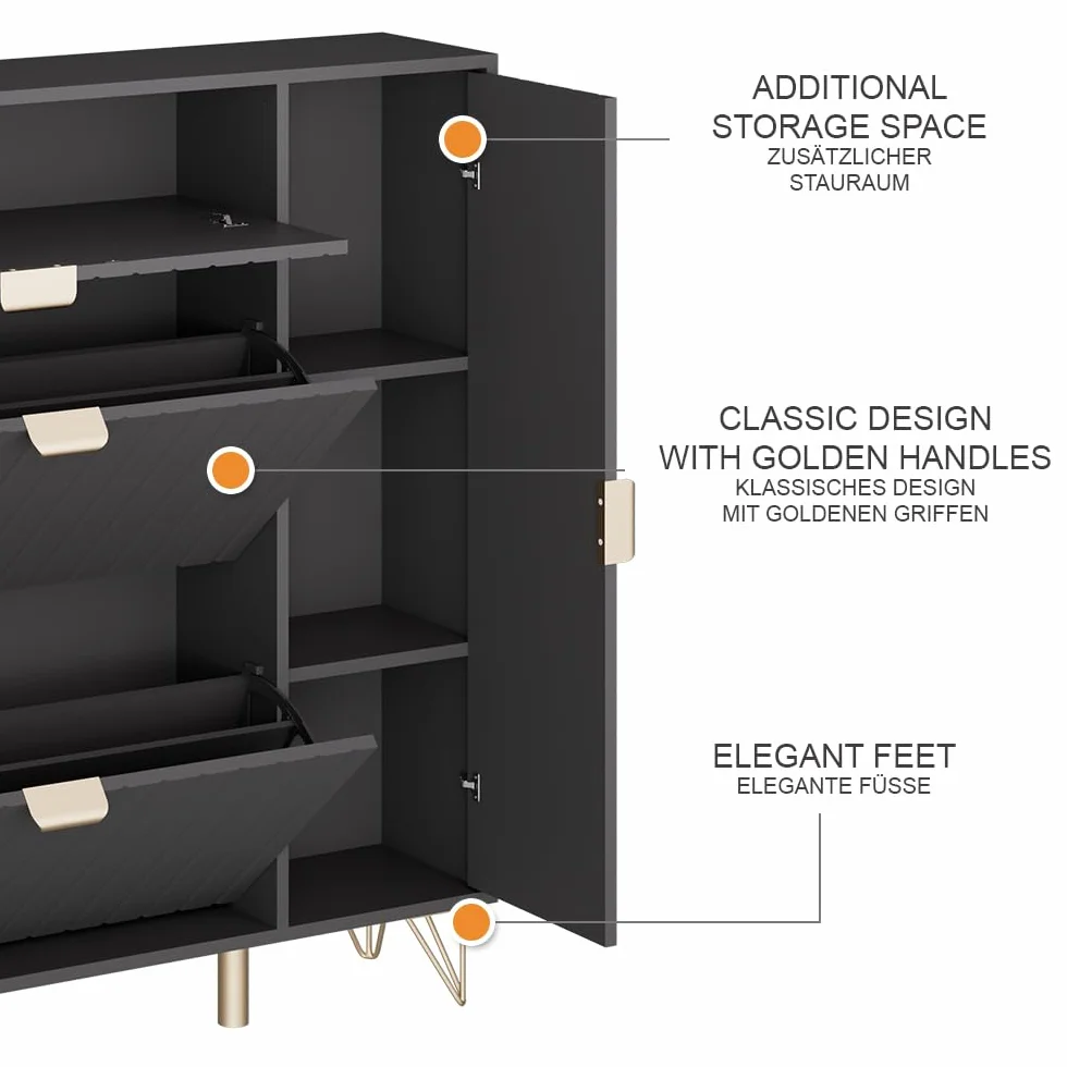Vicco Szafka na buty Helge Czarny 108 x 107.5 cm