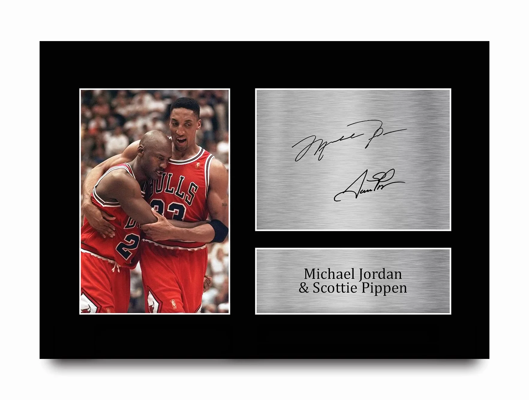 A4 Michael Jordan & Scottie Pippen Chicago Bulls Drukowane Podpisane Zdjęcie Z Autografem Pamiątka Koszykarska