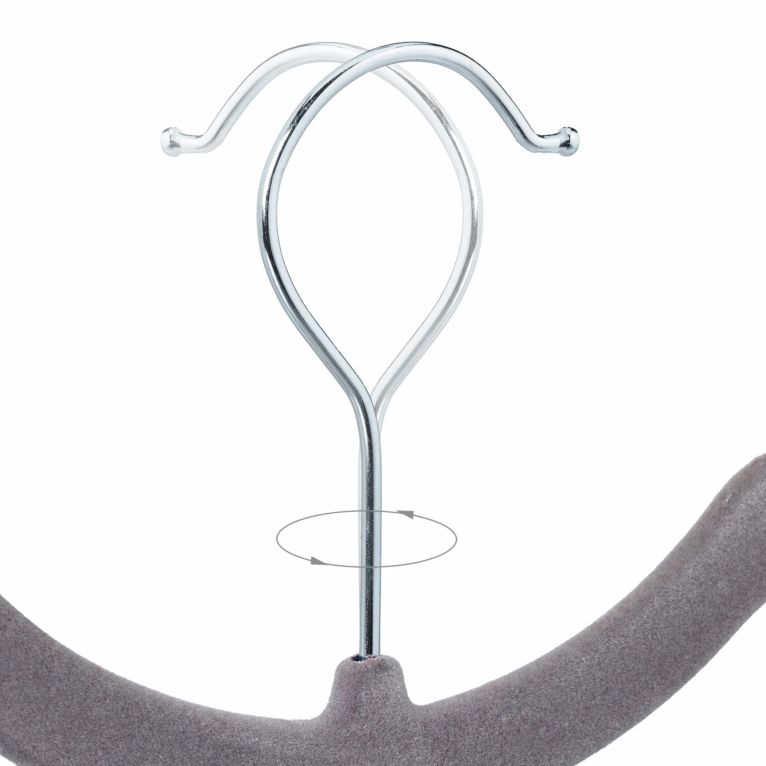 Relaxdays Wieszak na ubrania aksamitny zestaw 50 sztuk antypoślizgowy szer. 42,5 cm szary