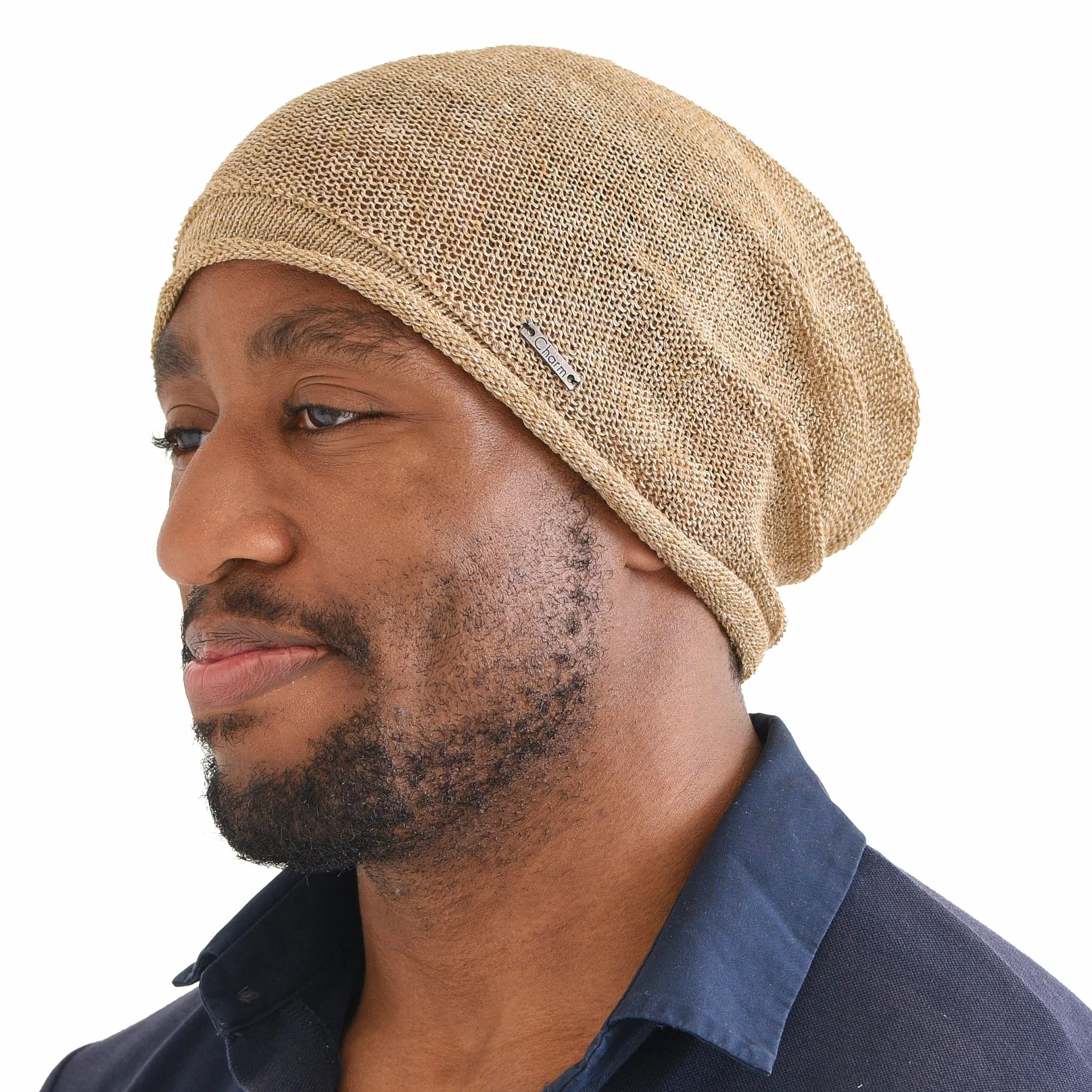 Charm 100% Lniana Czapka Damska Męska - Na Lato Surferska Oversize Slouch Beanie Cienka Antyalergiczny Oddychające z Japponii
