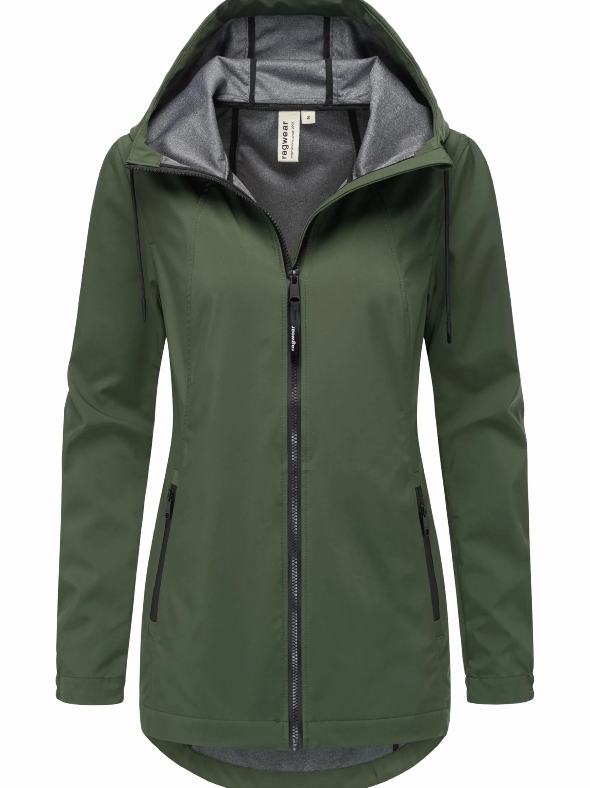 Ragwear Damska długa kurtka przejściowa, wodoodporna i oddychająca, krótki płaszcz z regulowanym kapturem, Zuzka Sport YOUMODO XS-6XL