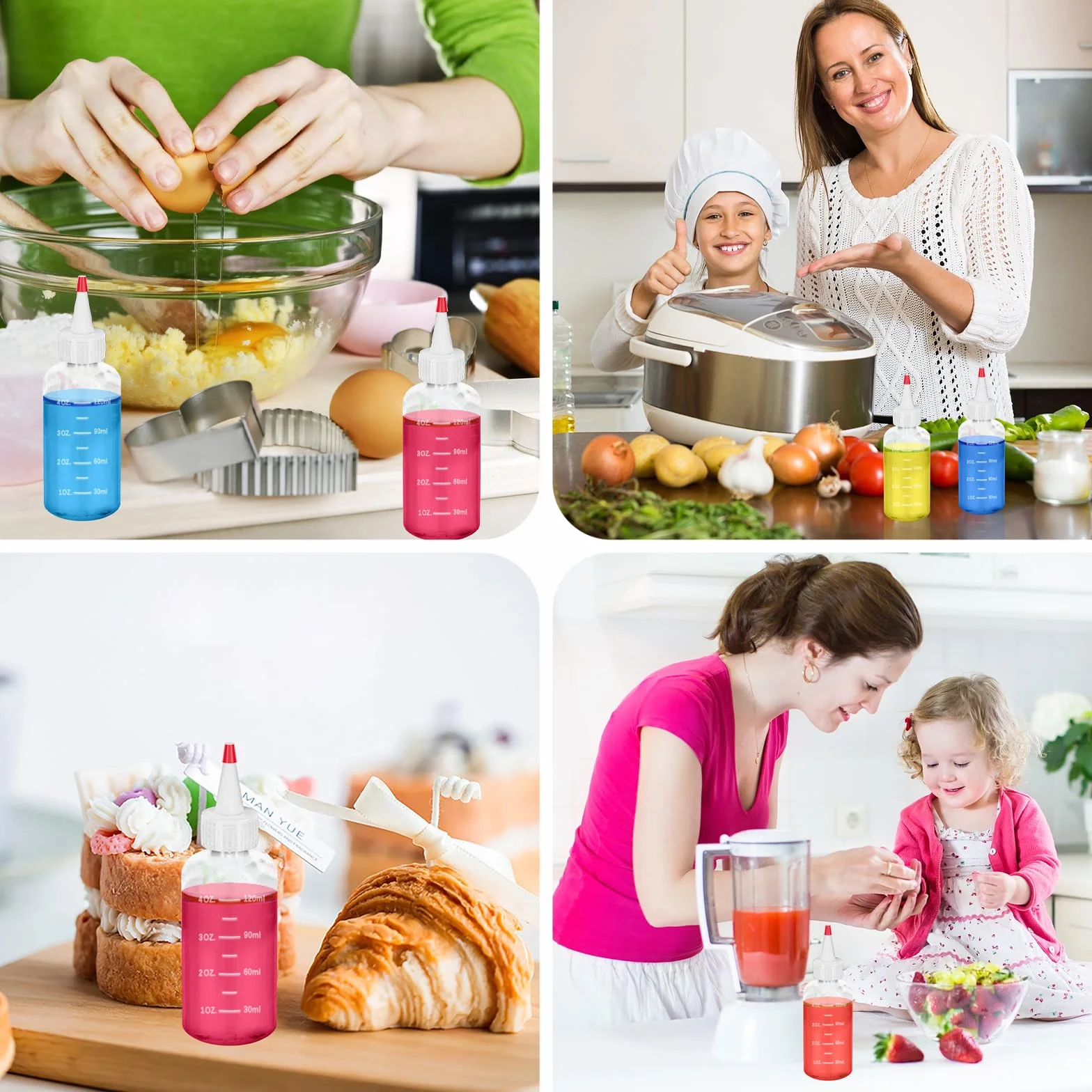 Butelka z rozpylaczem, 18 sztuk, butelka dozująca, butelka do wyciskania, 30 ml/60 ml/120 ml, butelki z rozpylaczem, z czerwonymi końcówkami i nakrętkami, lejki, etykiety, szczotki do sosu sojowego