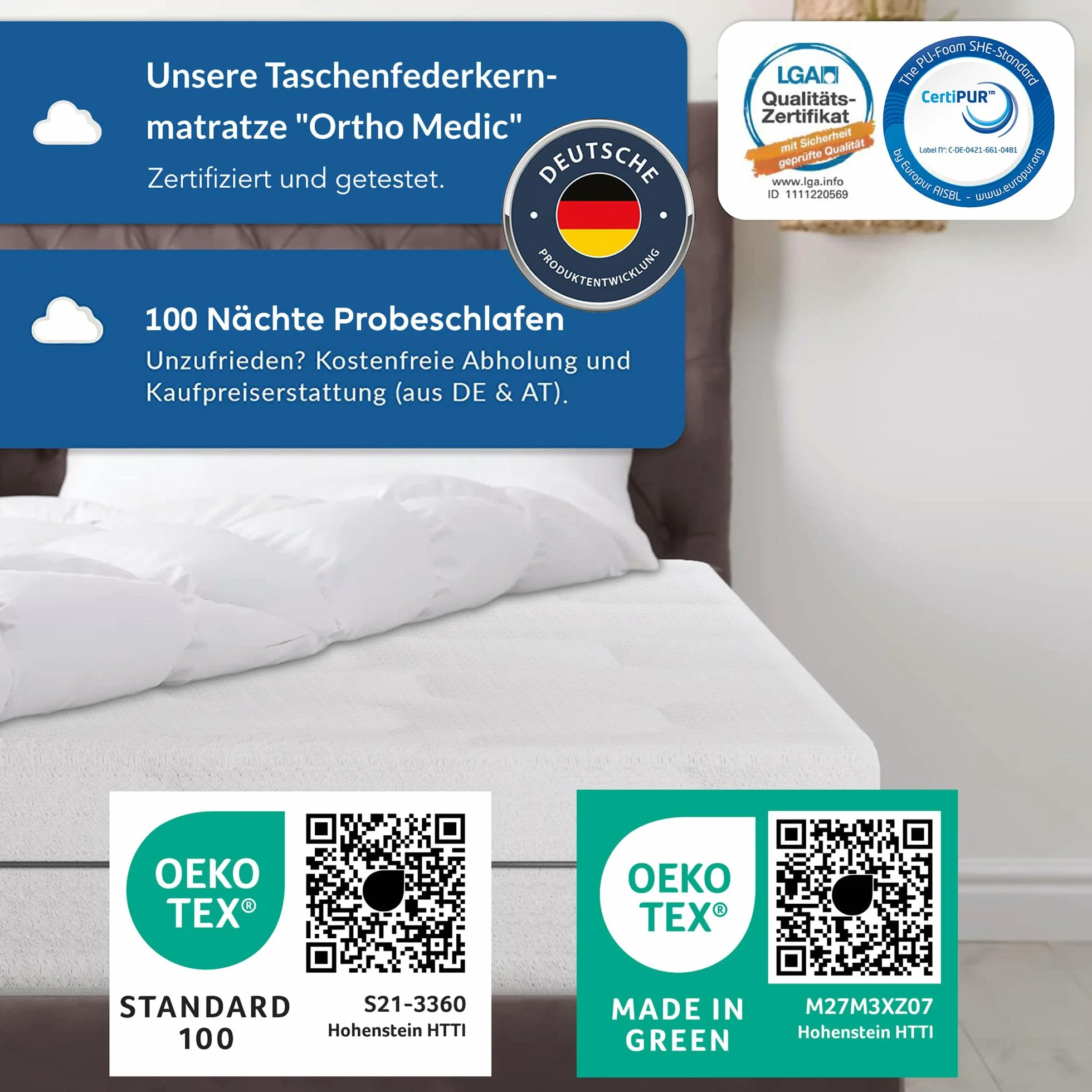 BMM Materac Ortho Medic 90x200 cm H3 7-strefowy ergonomiczny sprężyny kieszeniowe Öko-Tex 21 cm