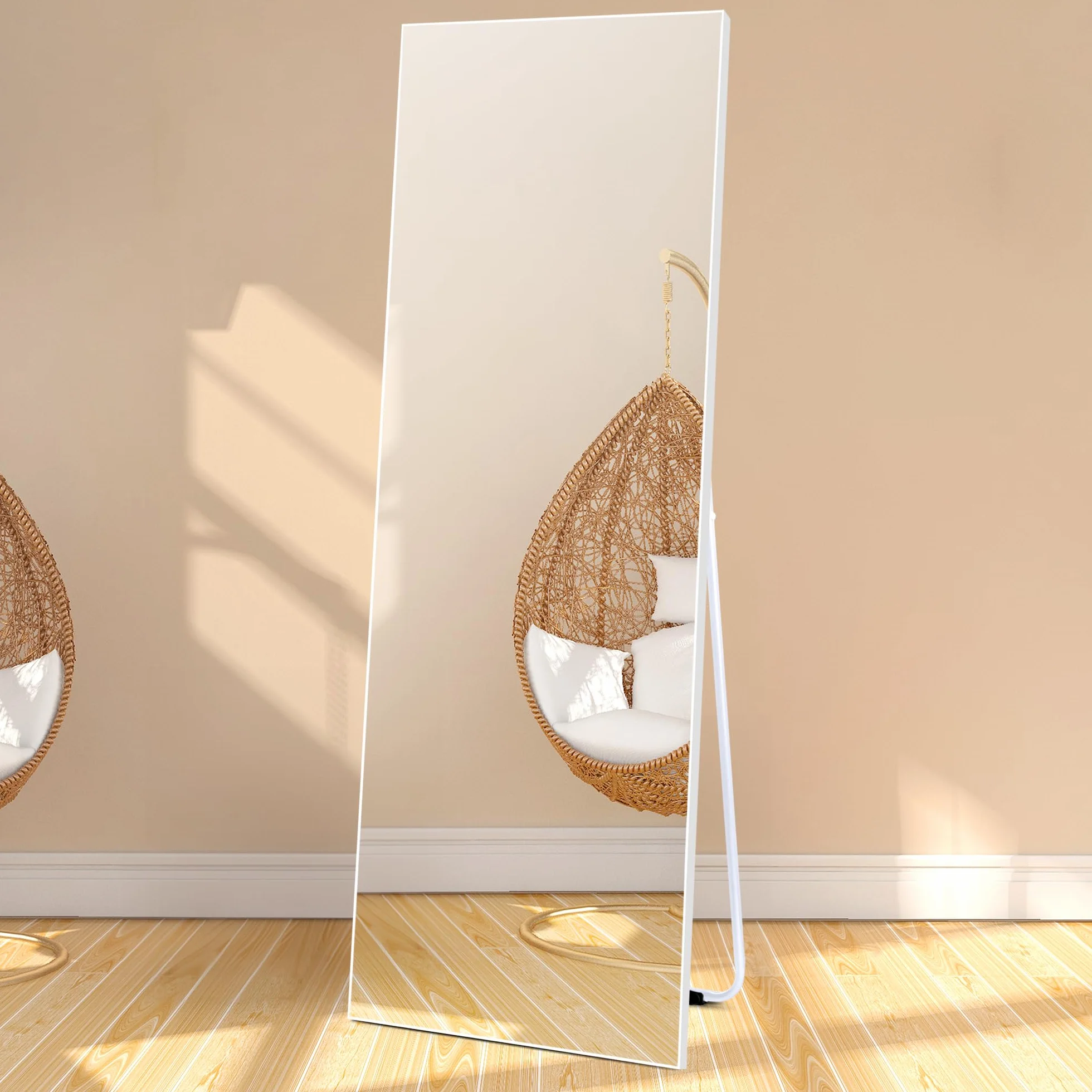 Lustro podłogowe 150 x 51 cm białe prostokątne