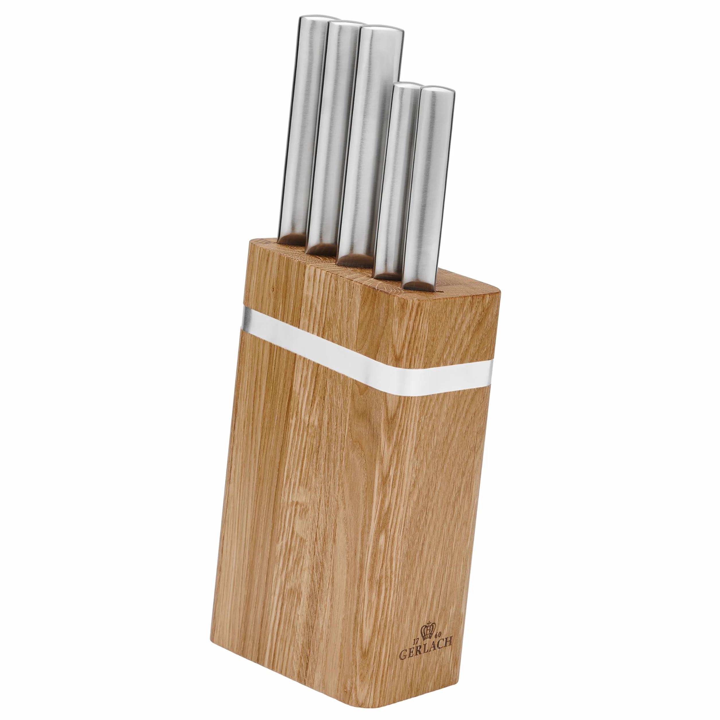 Gerlach Ambiente Oak NK997 Zestaw Noży w Bloku, Srebrny/Brązowy, 5 elementów