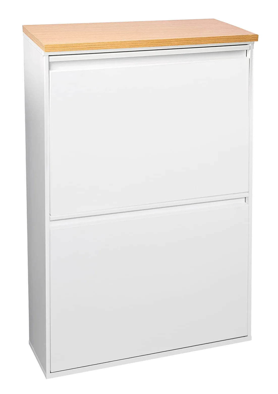 Arregui Basic CR601-B z blatem, wiadro na śmieci i recykling ze stali 4 wiadra, szafka do recyklingu z blatem, 4 x 17L (68L) (biały z blatem dębowym)