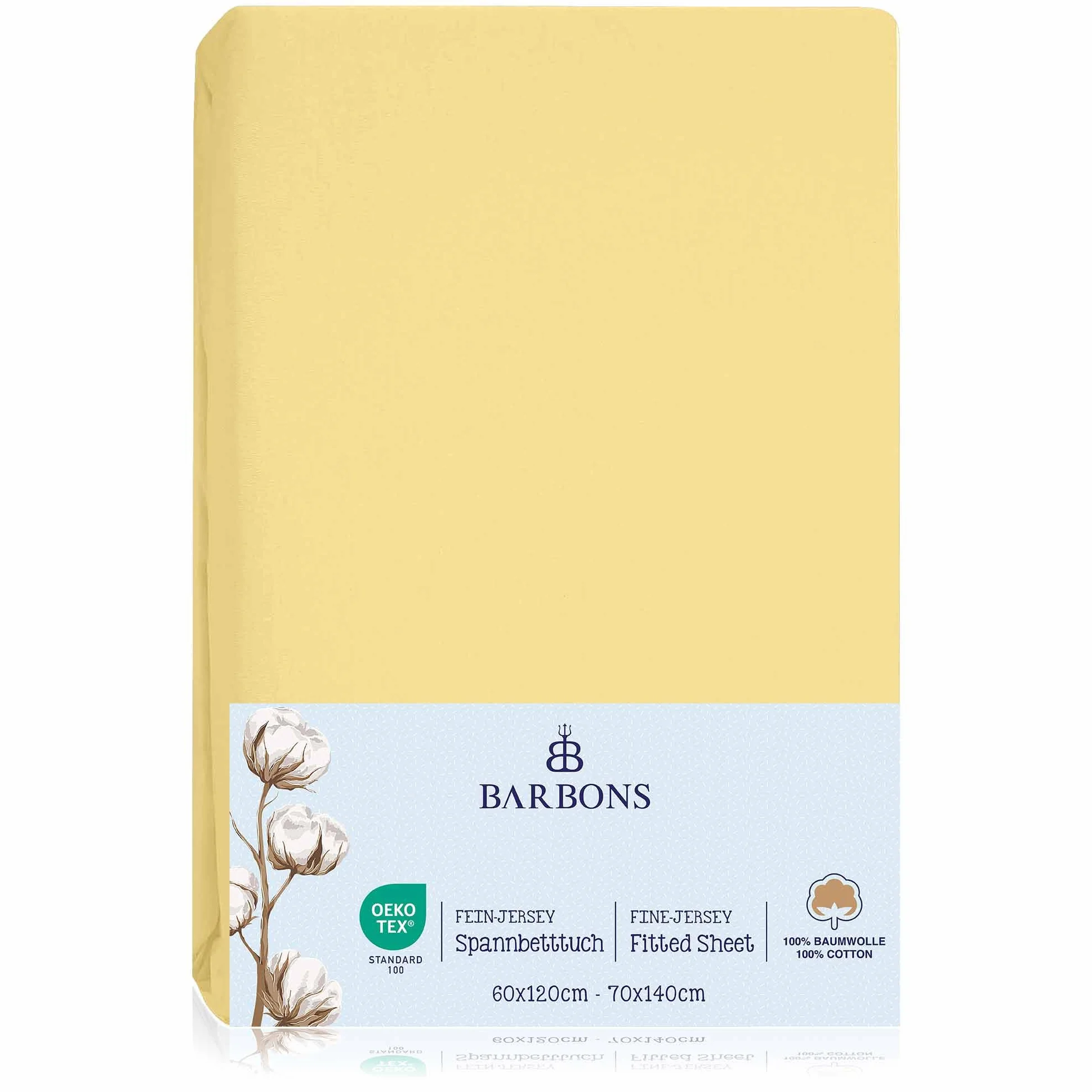 Barbons Prześcieradło z gumką do łóżeczka 100% bawełna jersey OEKO-TEX Standard 100 60x120cm 70x140cm