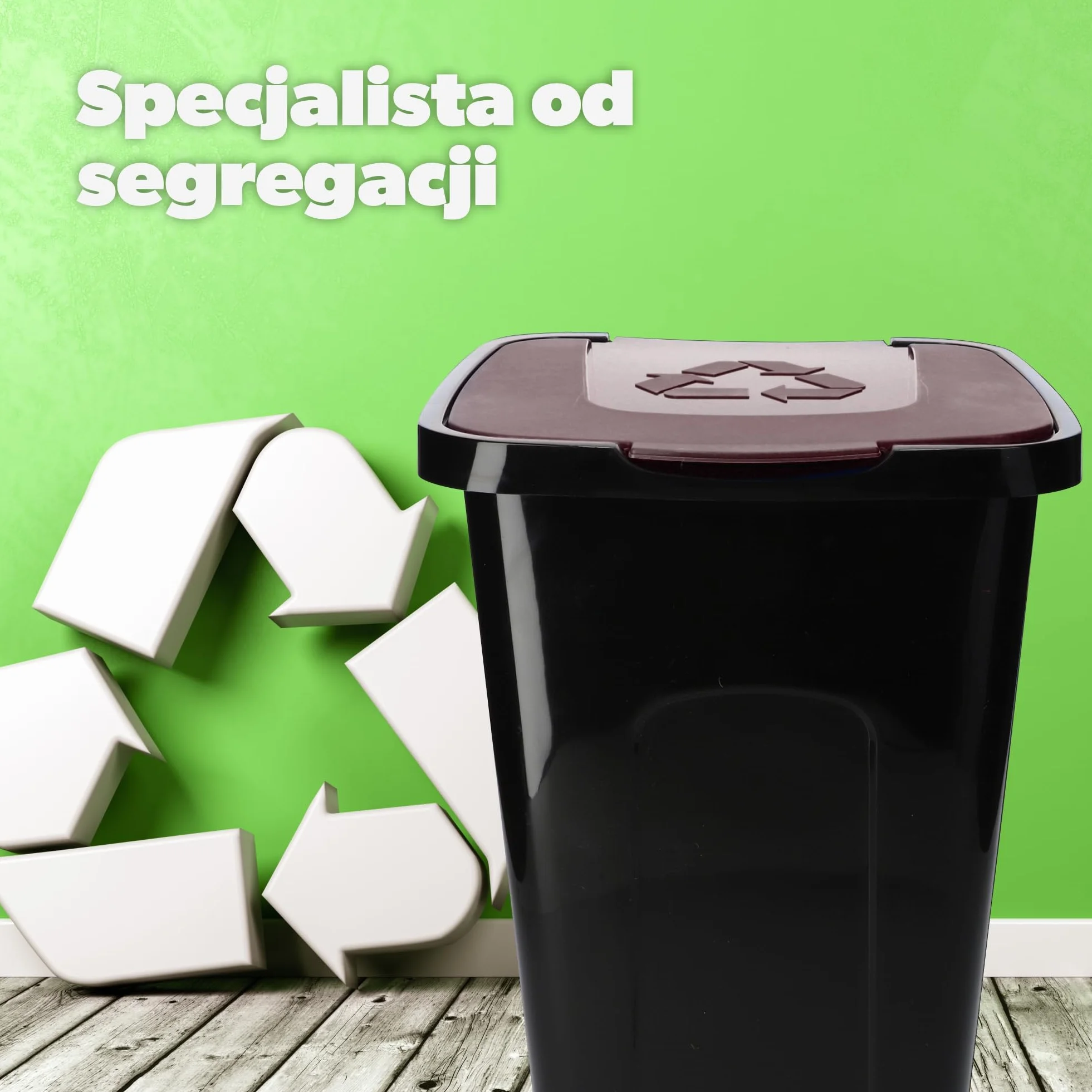 KADAX Kosz do segregacji 50 l brązowy prostokątny